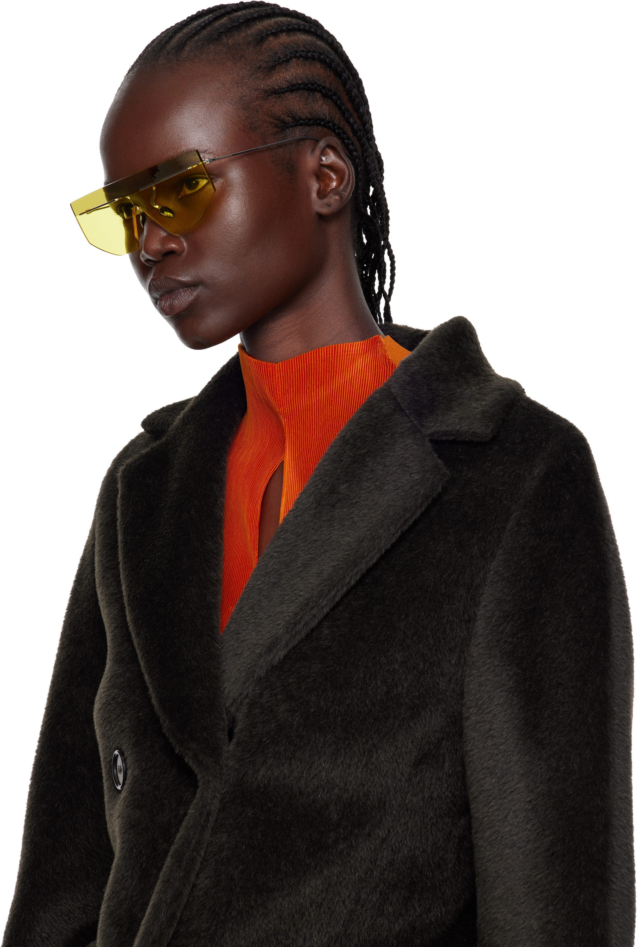 Prada Silver & Yellow Runway Rimless Sunglasses In Gold