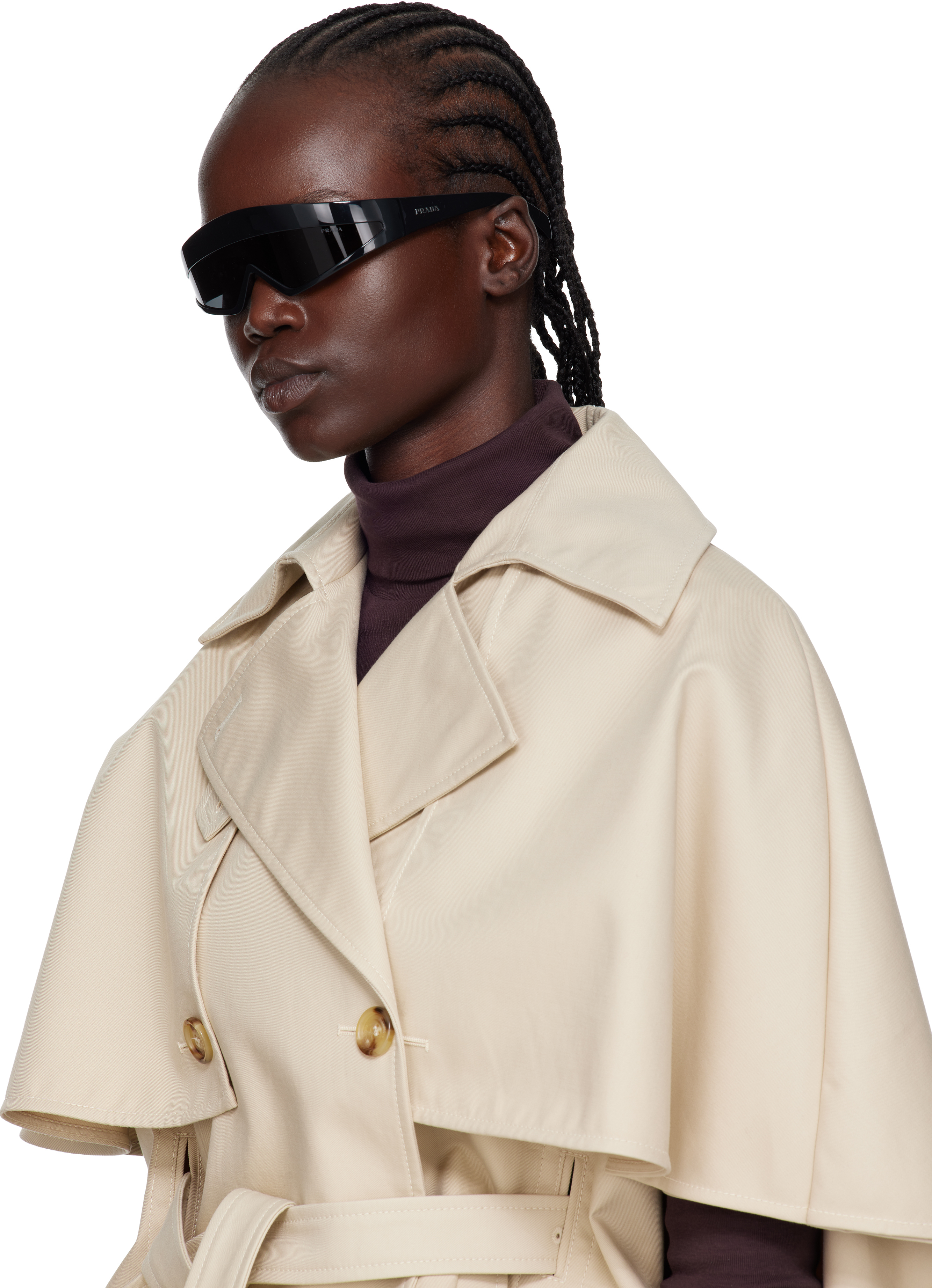 Prada Black Runway Shield Sunglasses In Black