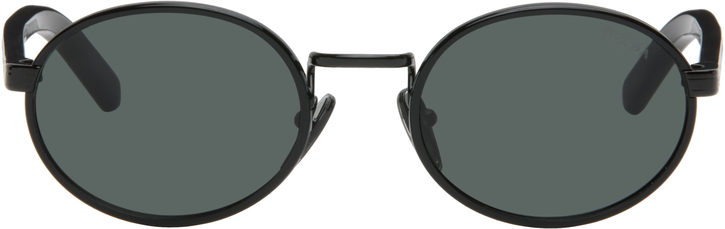 Prada Black “iconic metal plaque”Sunglasses with Case Prada Eyewear: Black Iconic Metal Plaque Sunglasses | SSENSE  main image 2