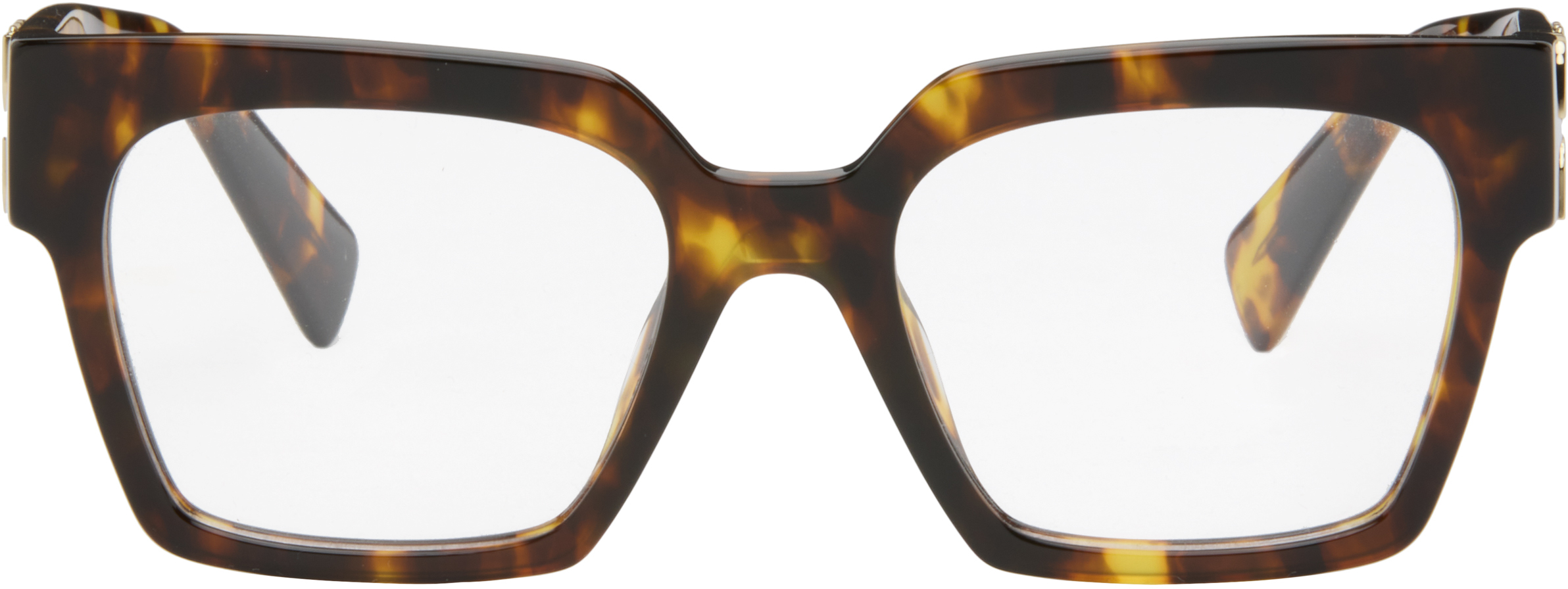 Miu Miu Brown Miu Glimpse Glasses In Multi