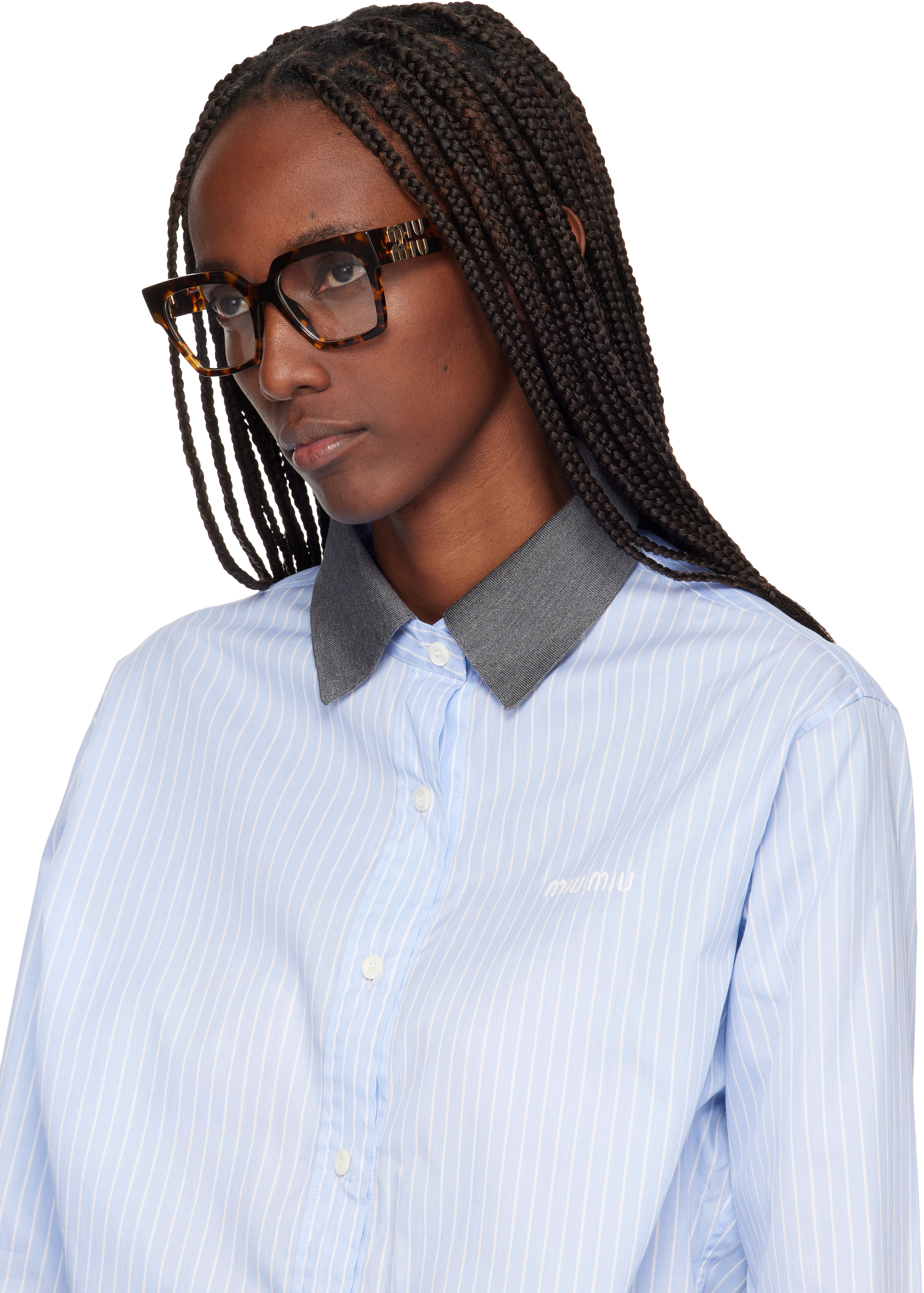 Miu Miu Brown Miu Glimpse Glasses In Multi