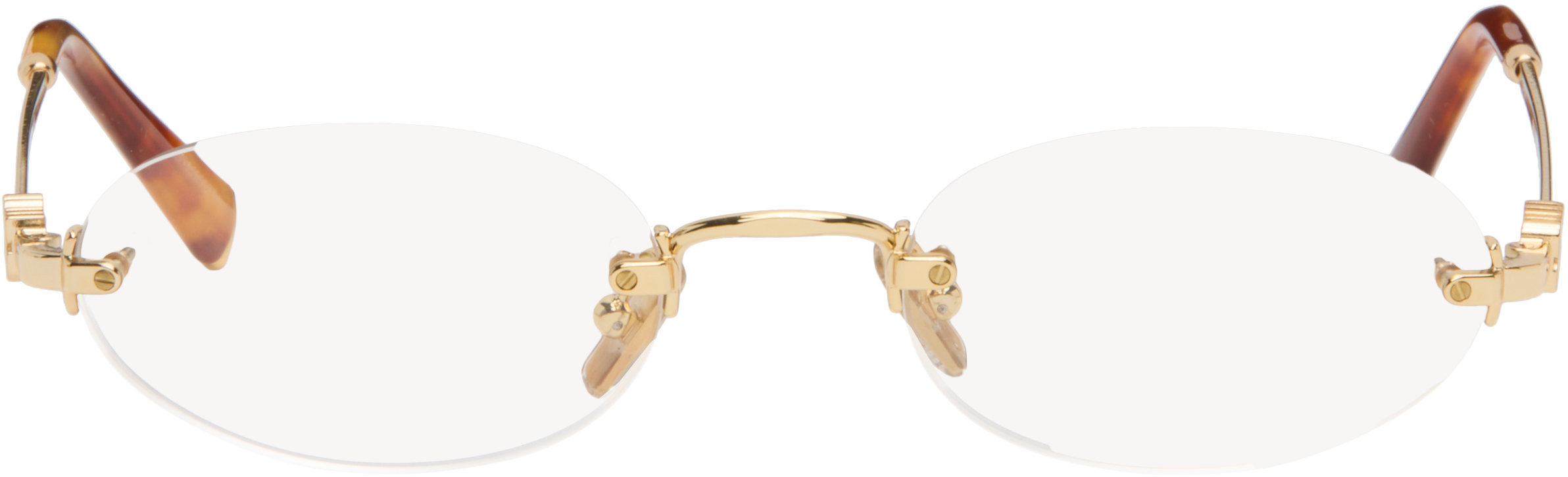Miu Miu Gold '' Logo Glasses In White