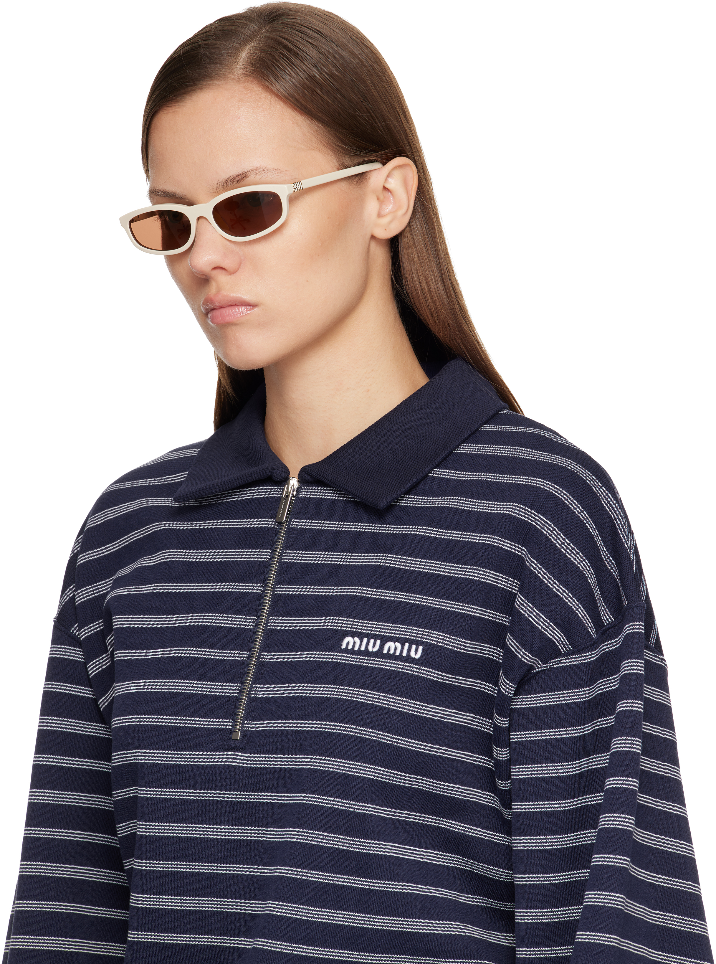Miu Miu Off-white Miu Regard Sunglasses