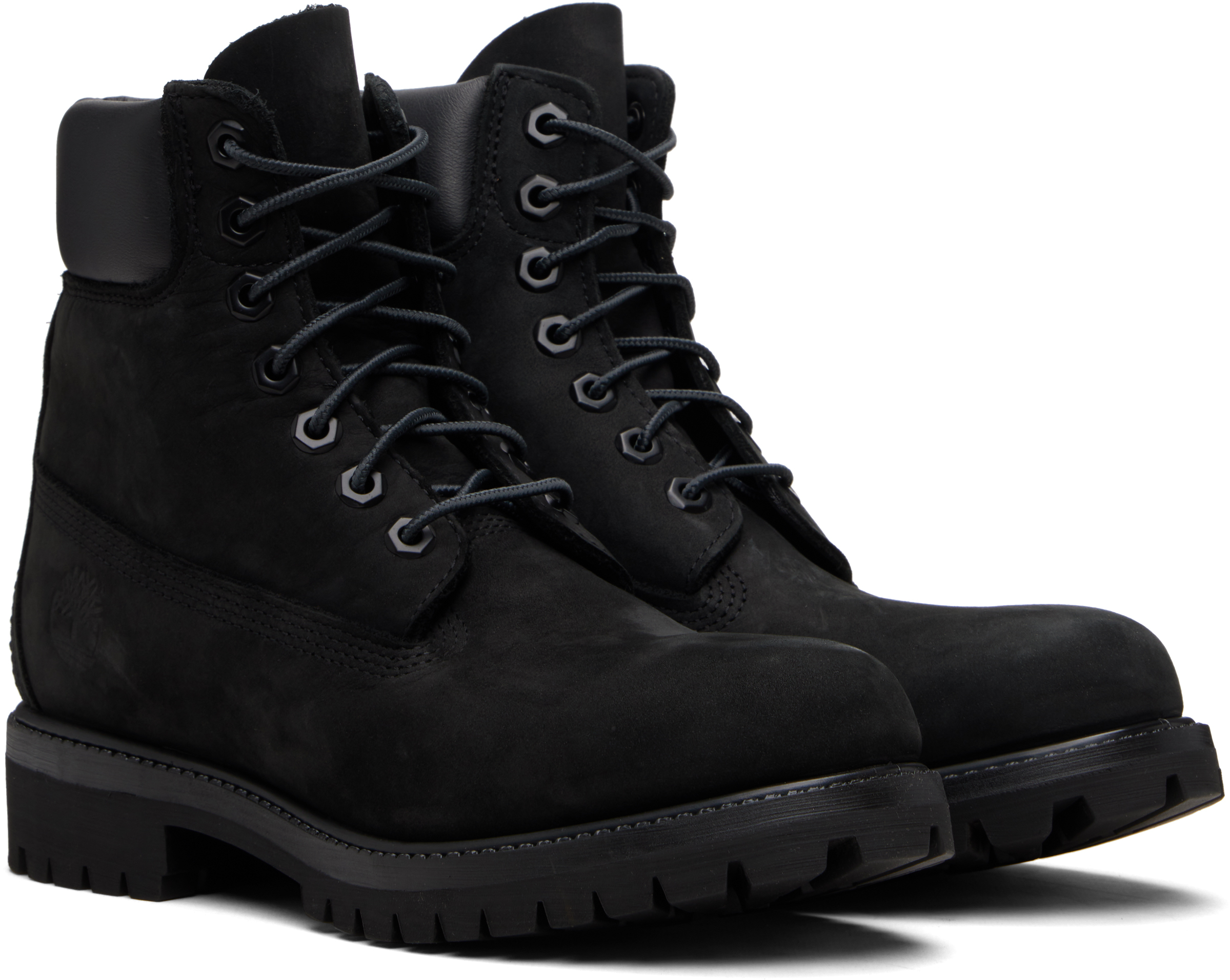 Timberland Brlack Water-proof Boots With Logo Plate In Black