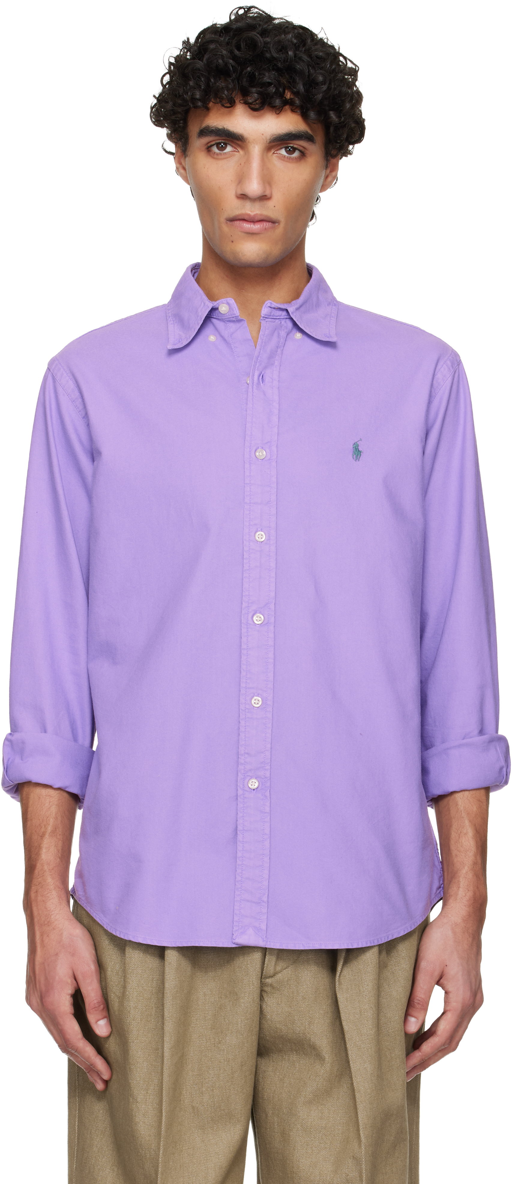 Purple Garment-Dyed Oxford Shirt by Polo Ralph Lauren on Sale