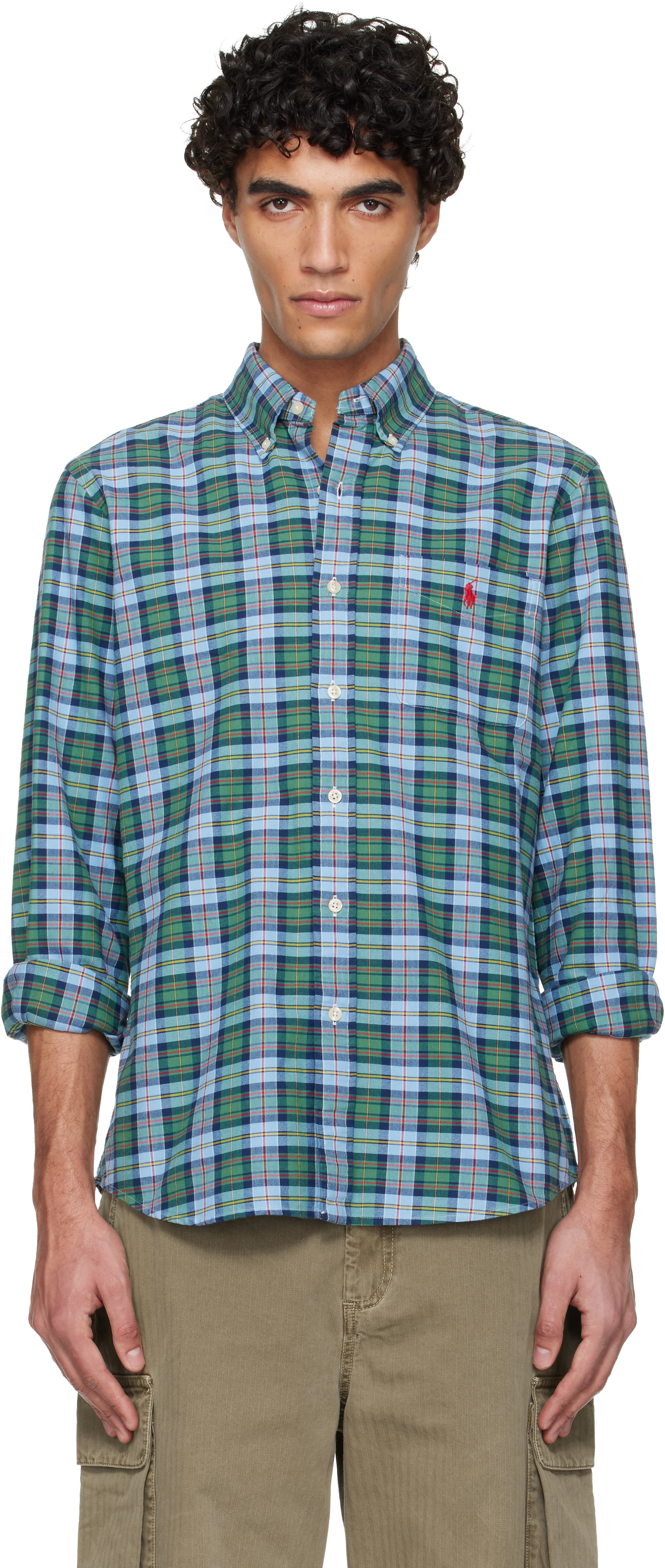 Green & Blue Plaid Oxford Shirt by Polo Ralph Lauren on Sale