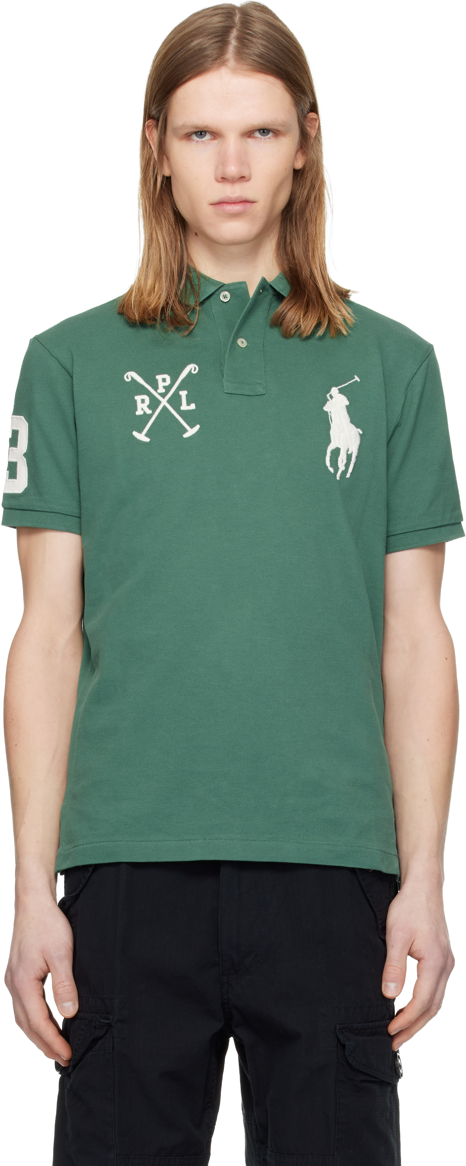 Green Mesh Short Sleeve Polo by Polo Ralph Lauren on Sale
