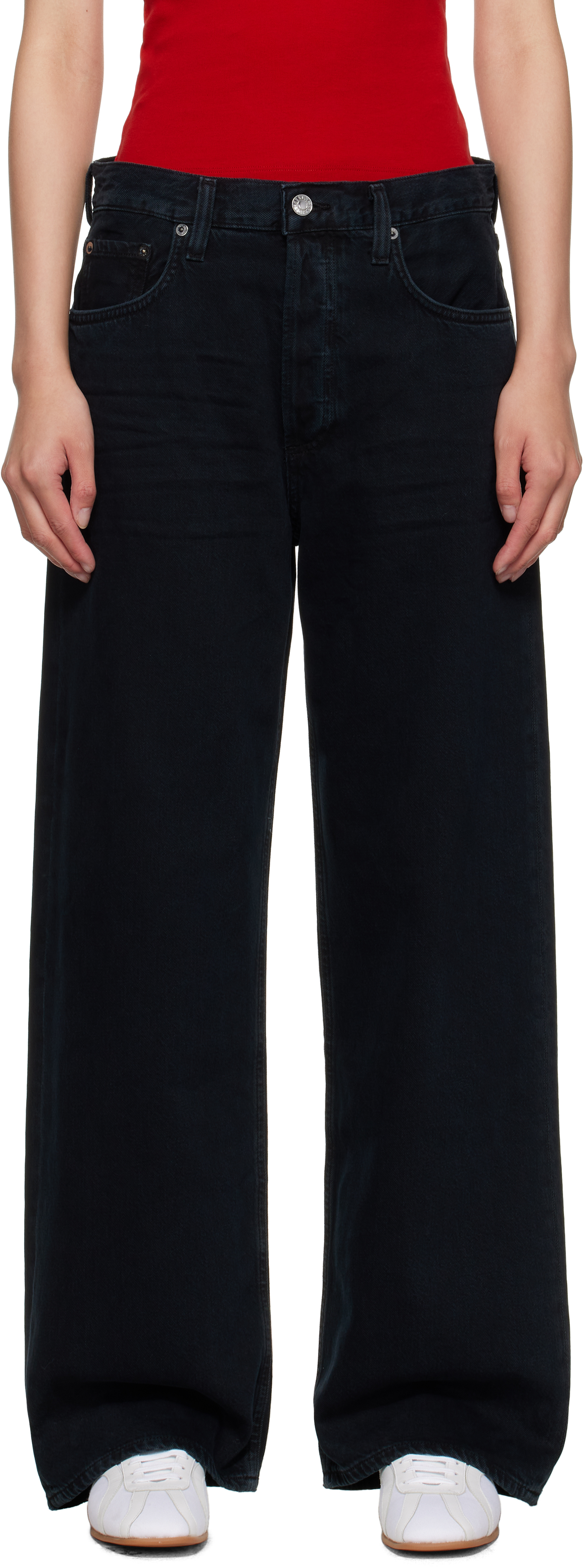 Black Low Slung Baggy 30.5 Jeans