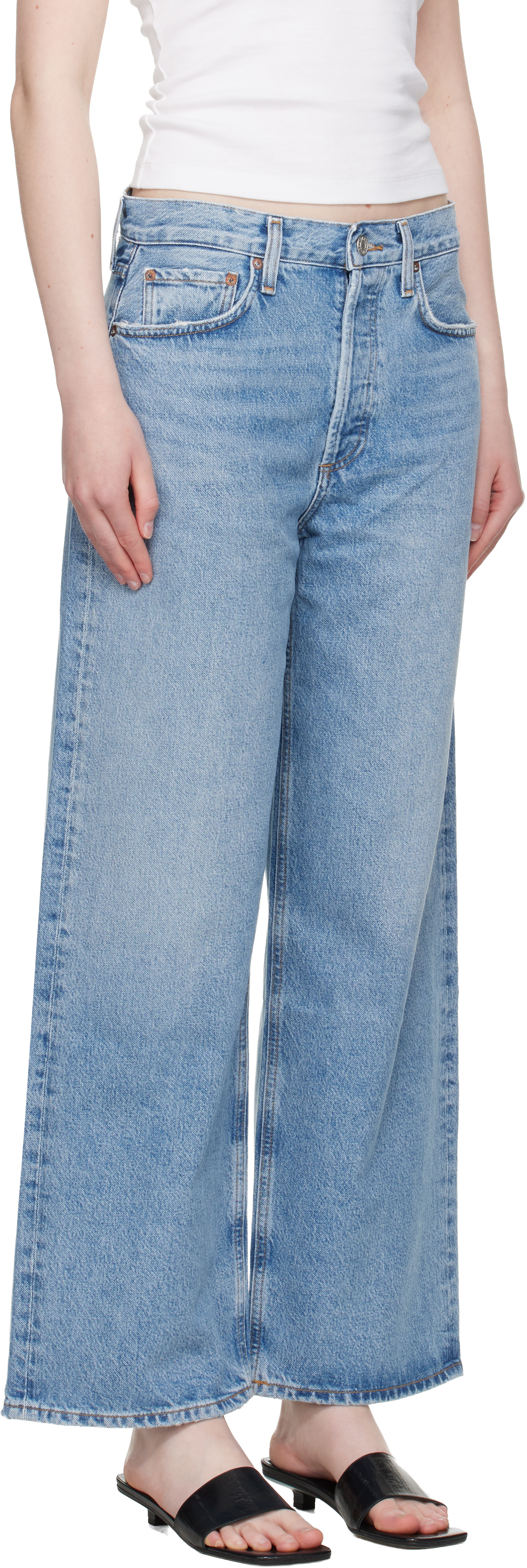 Agolde Womens Baggy Wide-leg Organic Cotton-blend Denim Jeans Libertine