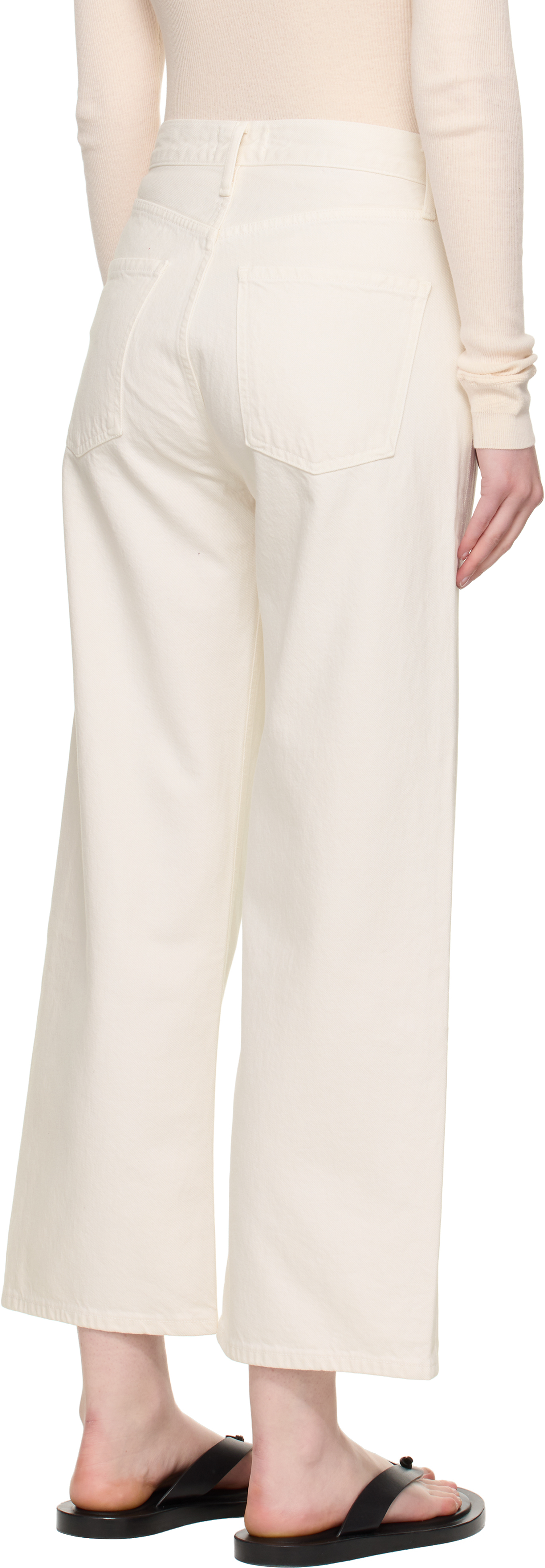 Agolde Ren High Rise Wide Leg Ankle Jeans In Brown Rice In White