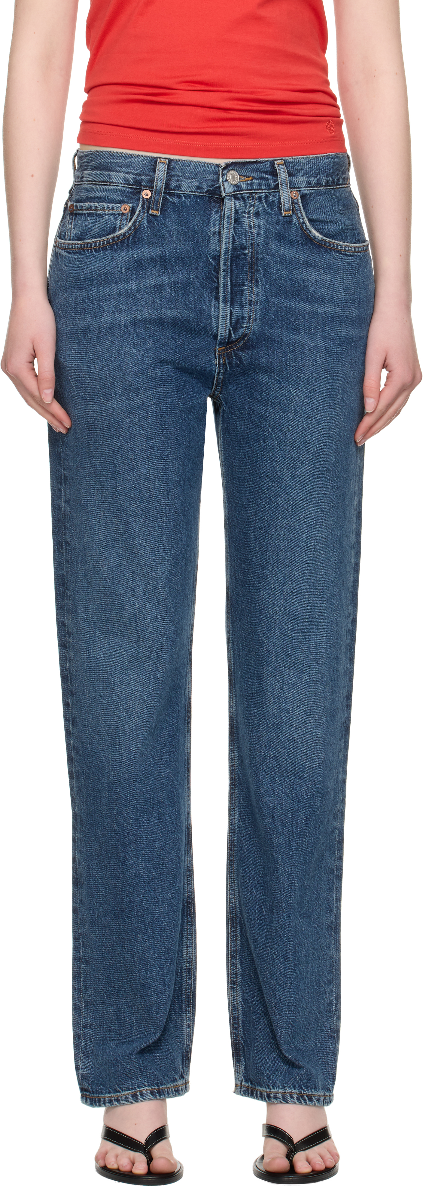 AGOLDE: ブルー 90's ピンチウエスト ロング ハイライズ