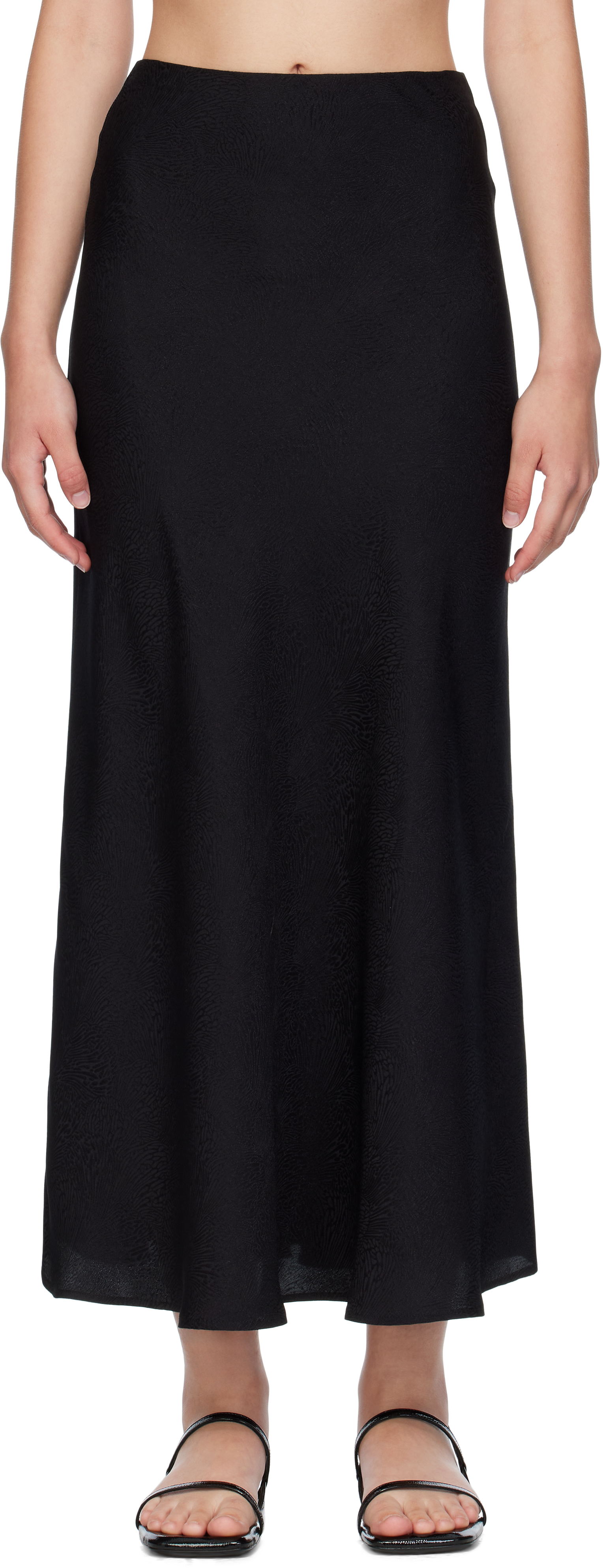 【関税込み】Silk Laundry ミディアムスカート silk-laundry-black-bias-cut-