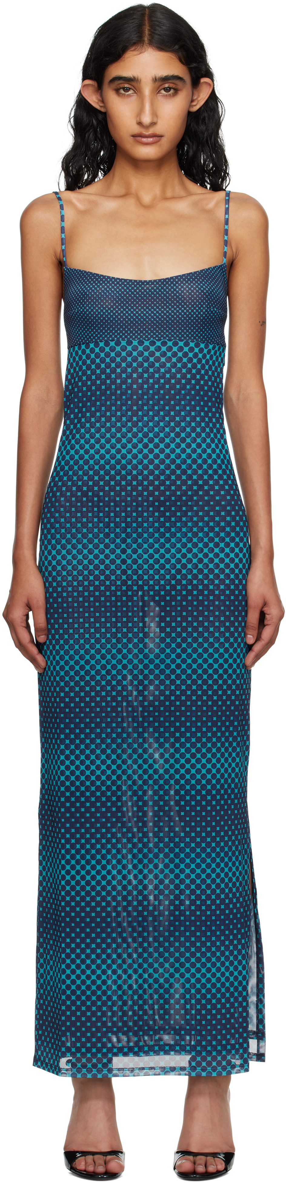 【関税込み】Miaou SSENSE限定 ブルー Thais マキシドレス Miaou: Blue Thais Maxi Dress | SSENSE