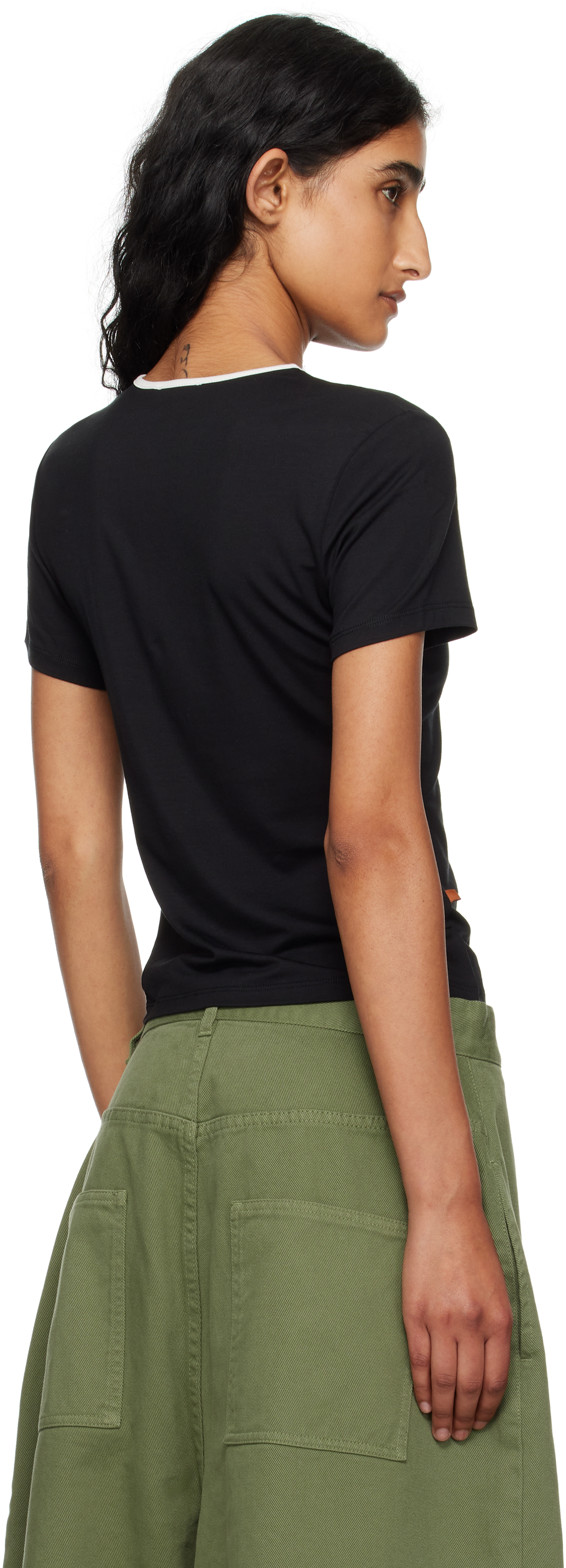 Miaou Black Rhinestone Mini T-shirt In Black