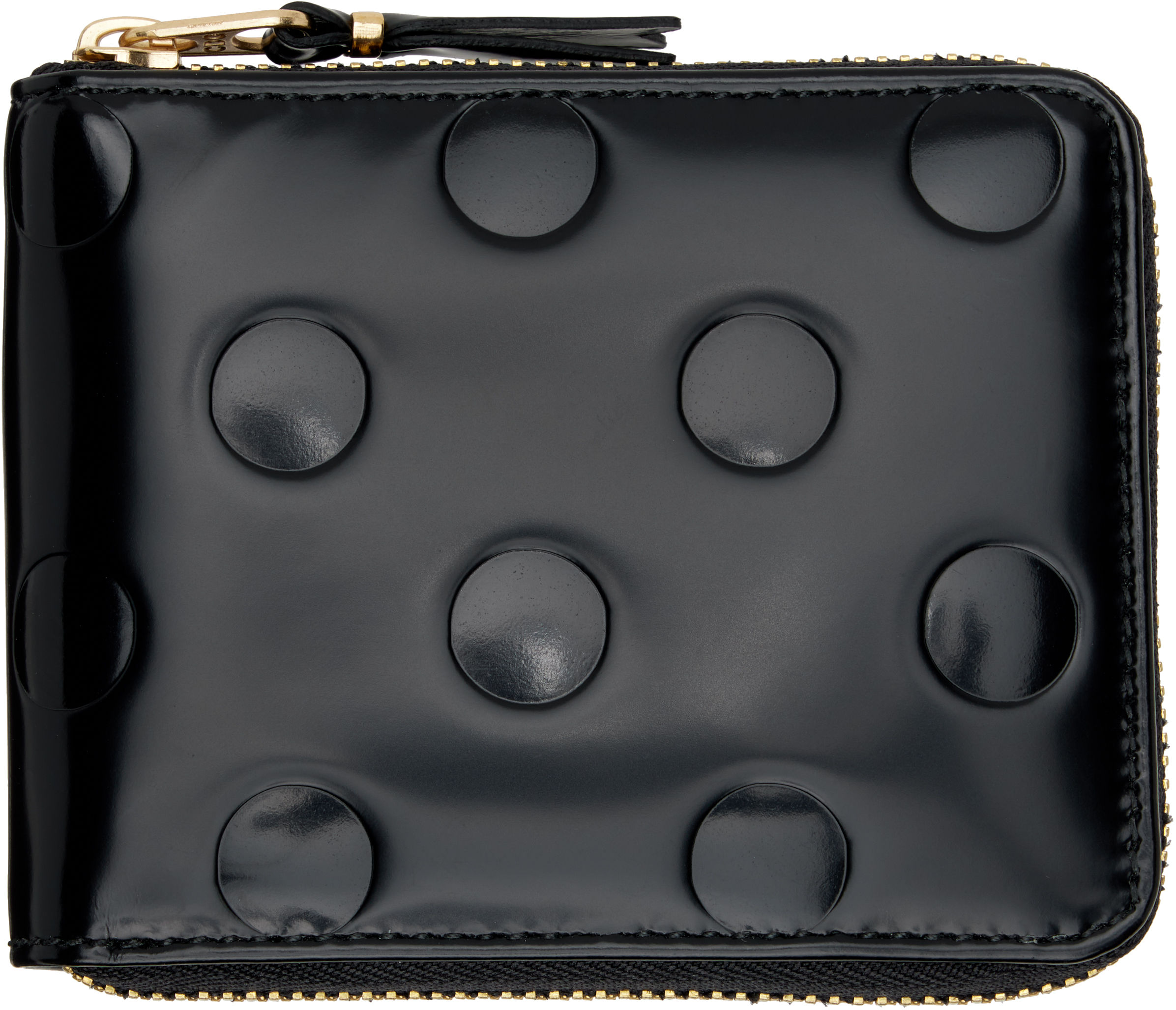 Black Dots Embossed Leather Line Wallet