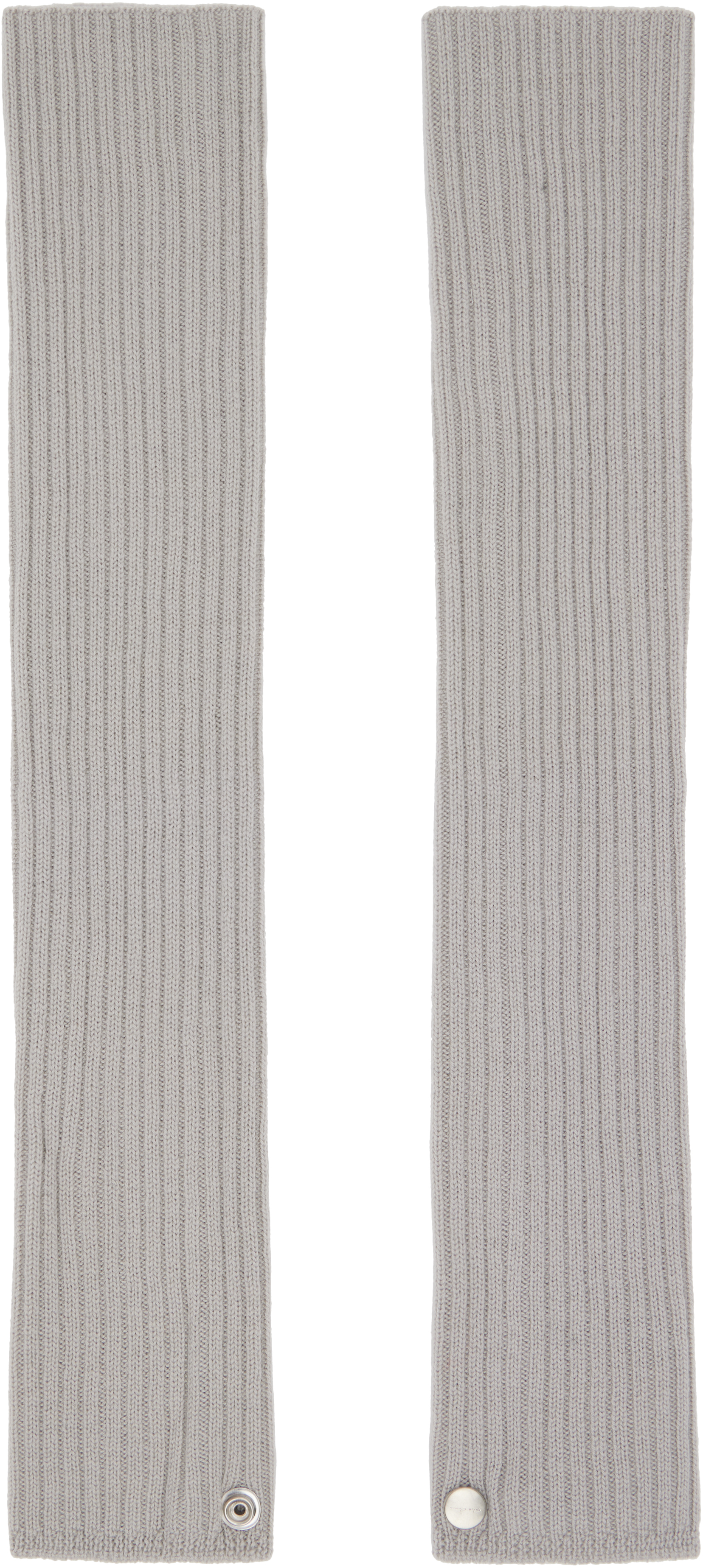Rick Owens Gray Concordians Rasato Knit Arm Warmers In White