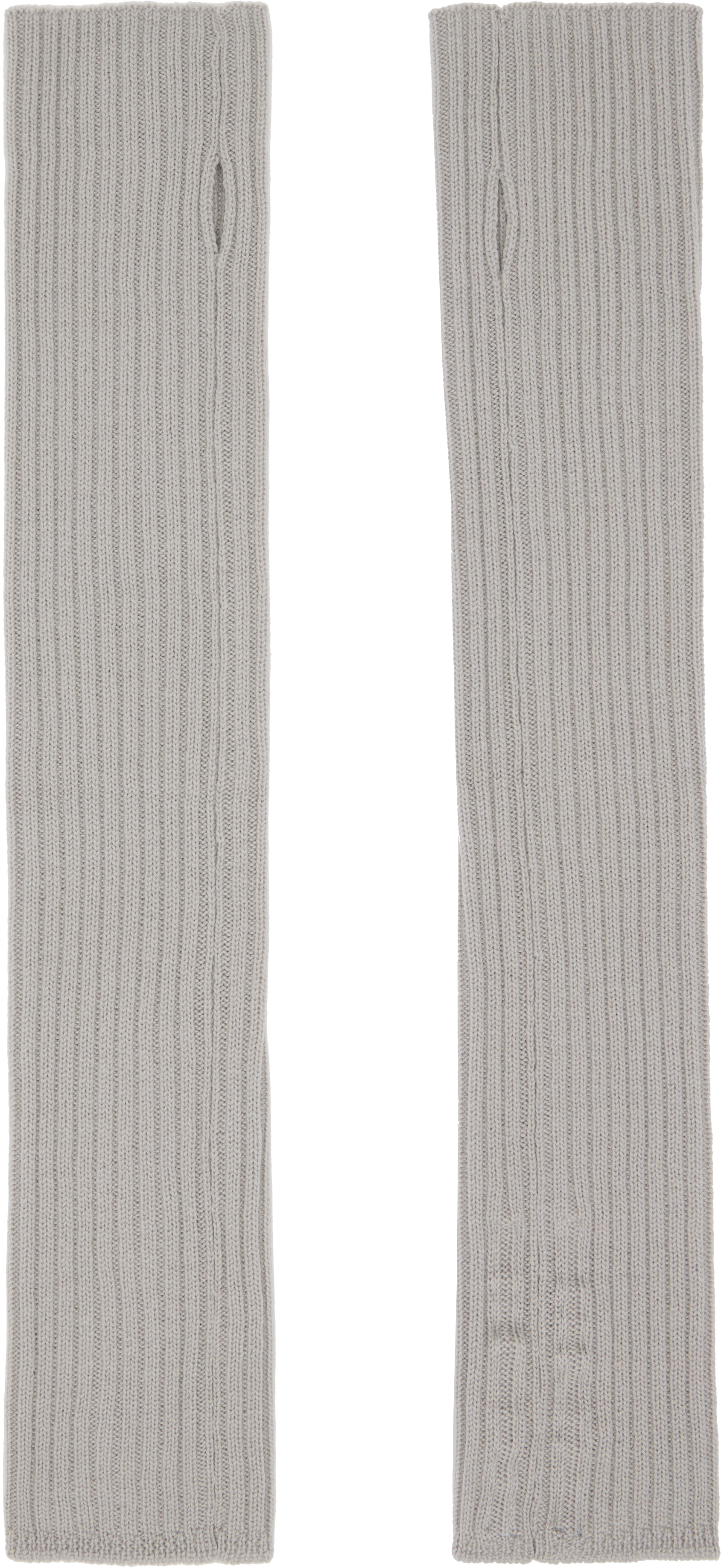 Rick Owens Gray Concordians Rasato Knit Arm Warmers In Metallic