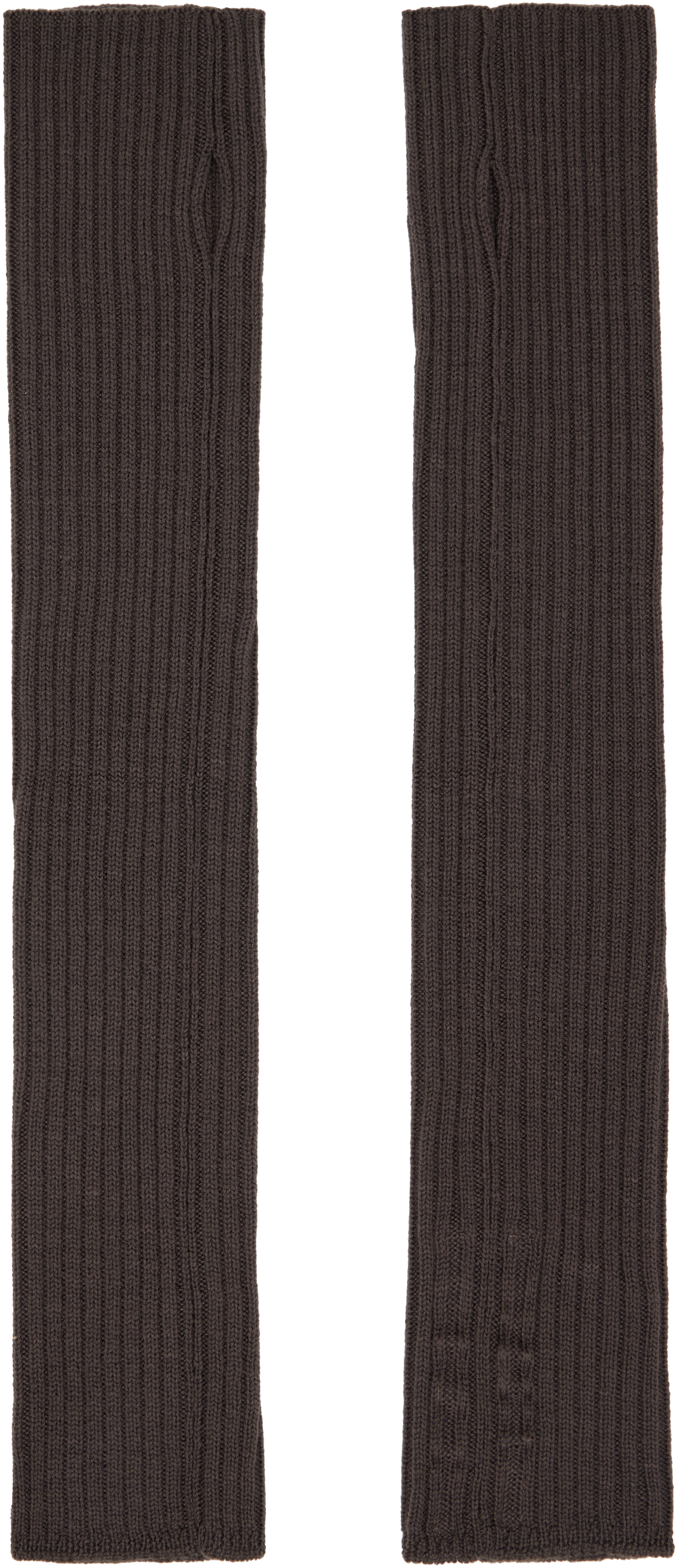 Rick Owens Brown Concordians Rasato Knit Arm Warmers In Brown