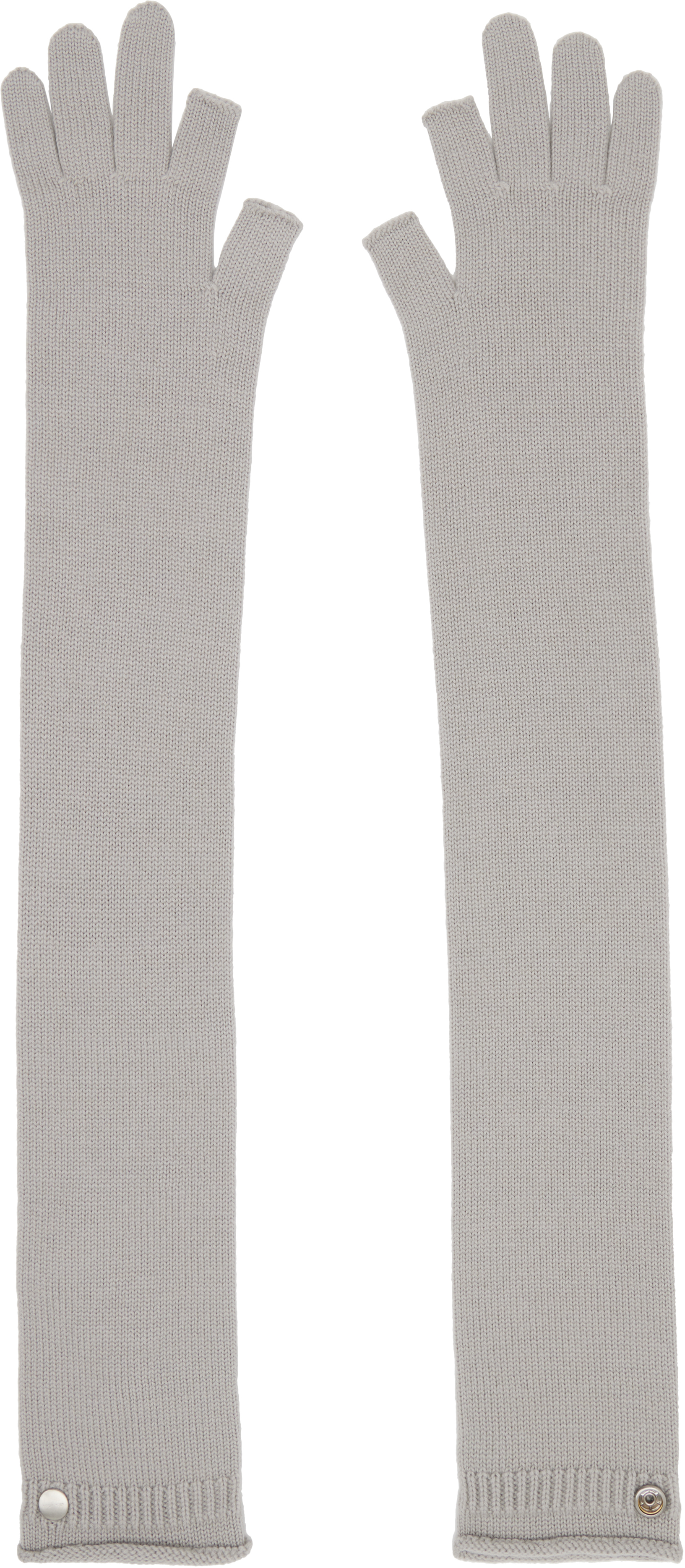 Rick Owens Gray Concordians Rasato Knit Opera Gloves In White
