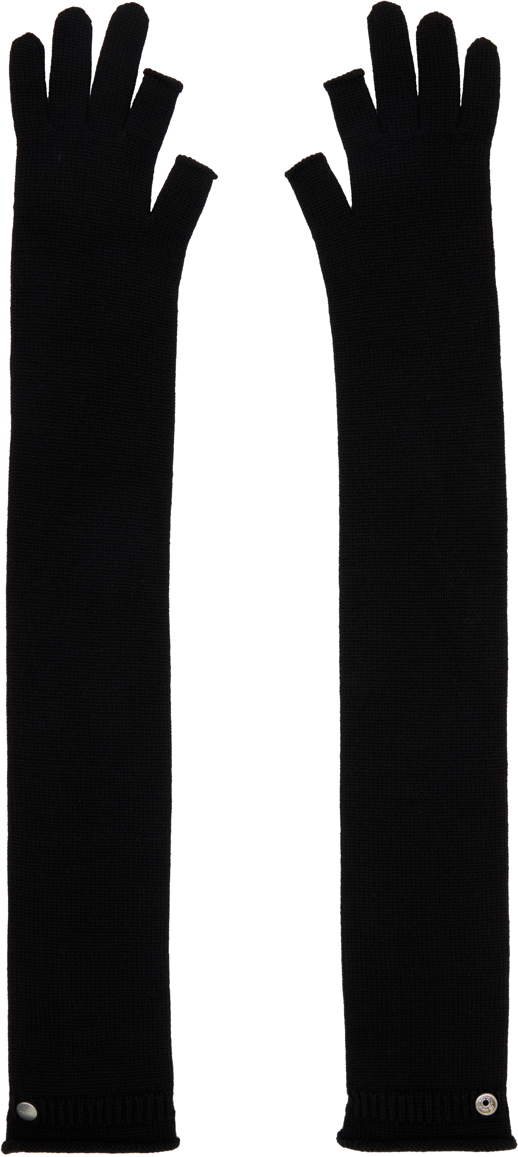 Black Concordians Rasato Knit Opera Gloves by Rick Owens on Sale