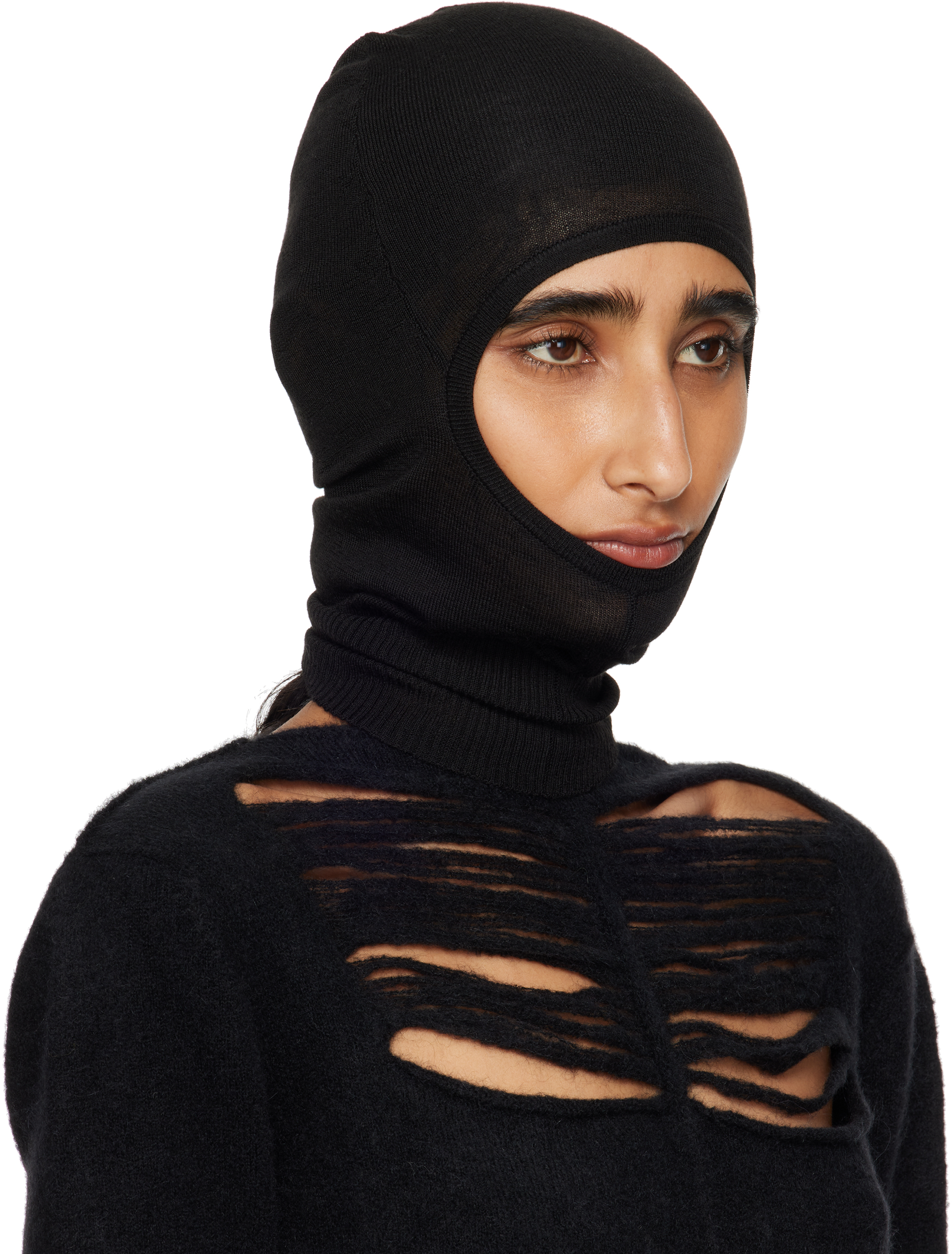 Rick Owens Black Concordians Skull Balaclava In Black