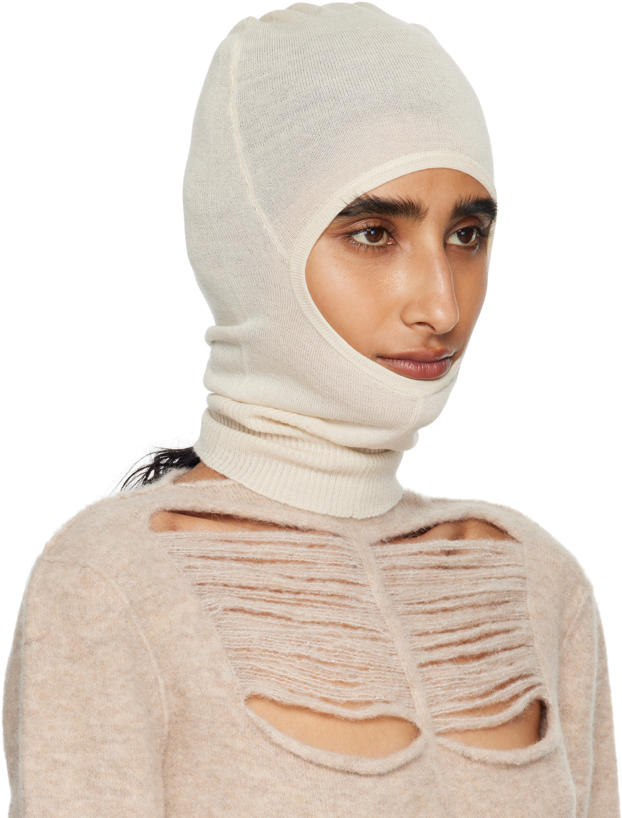 Rick Owens Off-white Concordians Skull Balaclava In Neutral