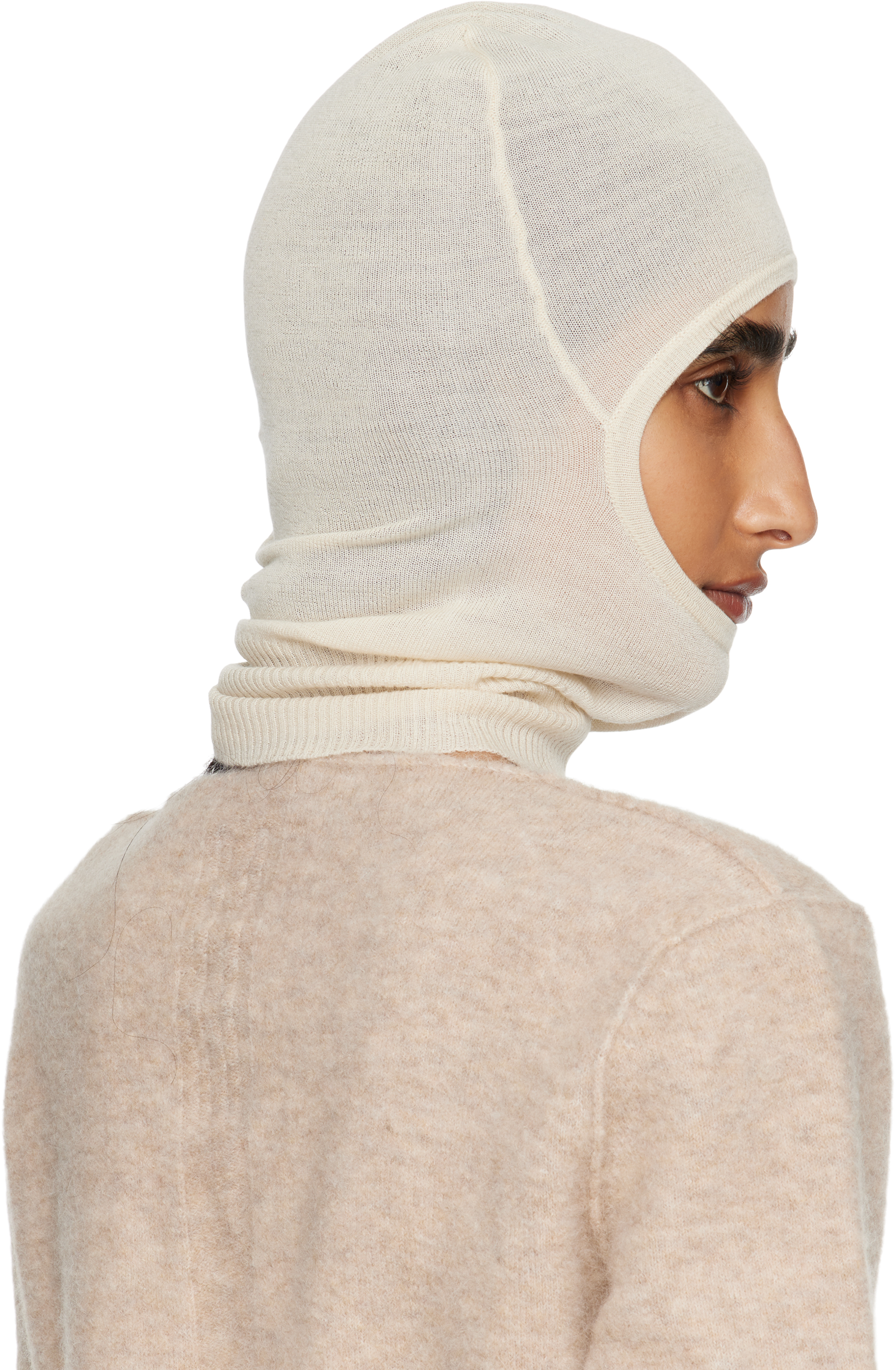 Rick Owens Off-white Concordians Skull Balaclava In Neutral