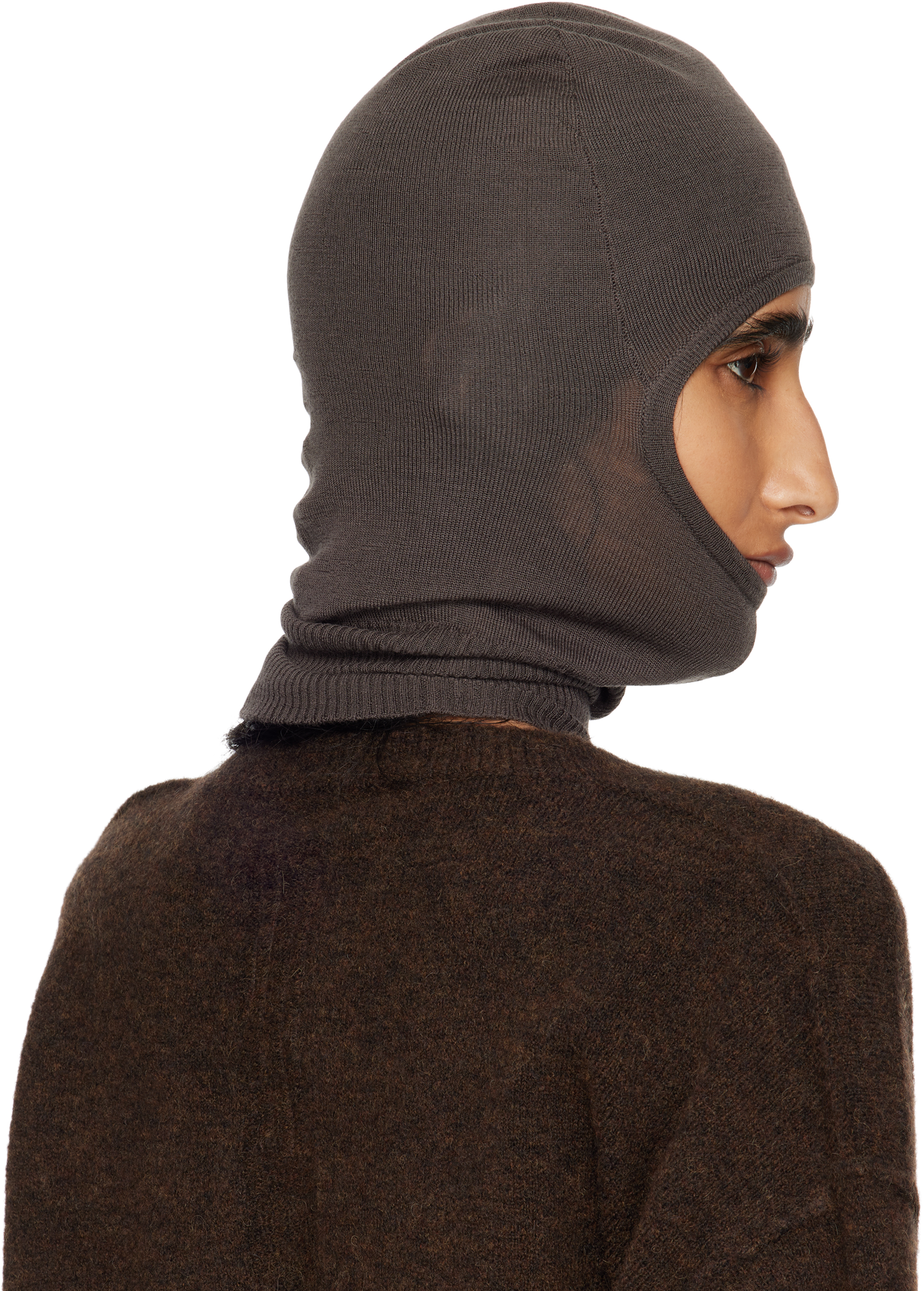 Rick Owens Gray Concordians Skull Balaclava In Brown