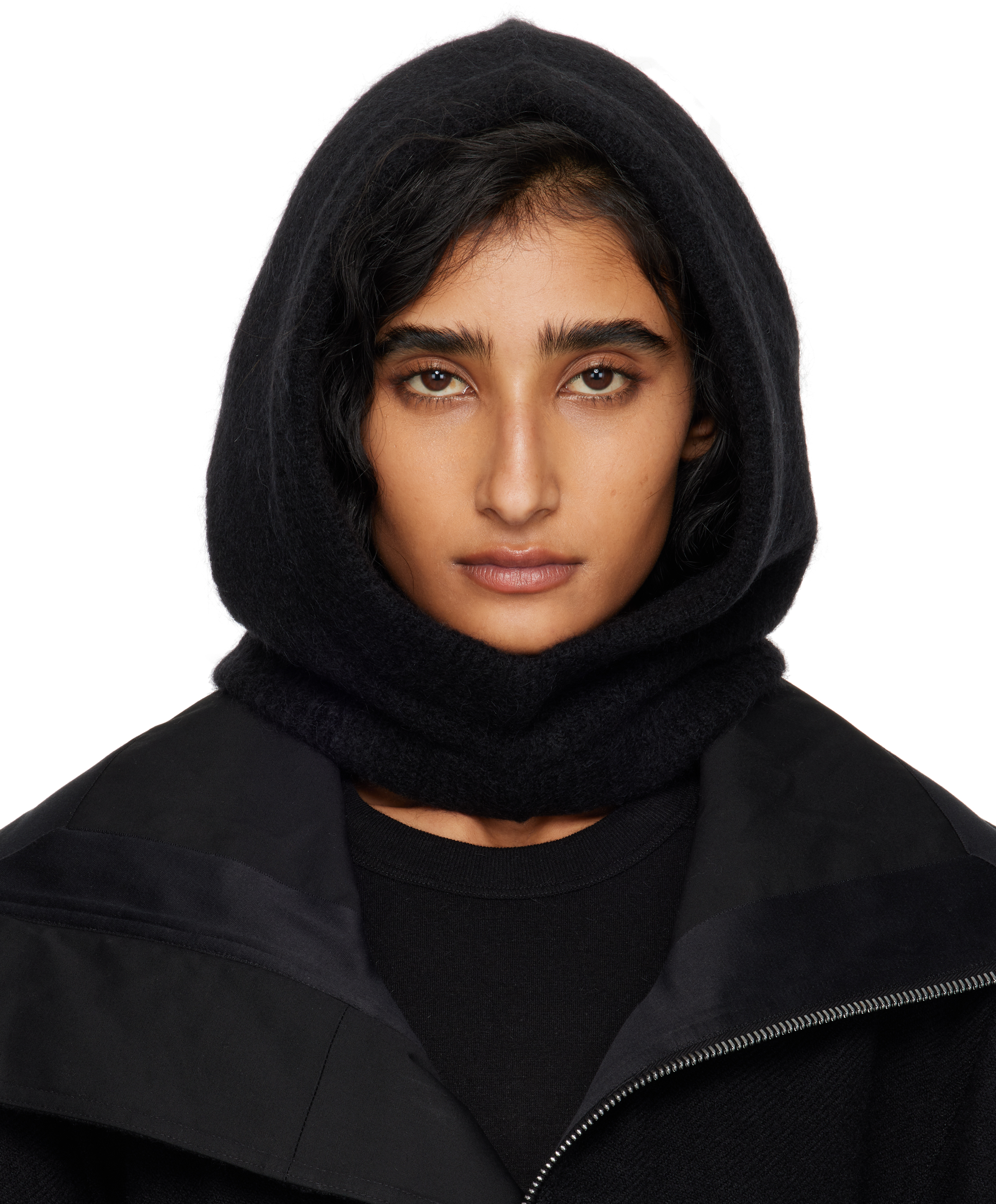 Rick Owens Black Concordians Alpaca Knit Hood In Black
