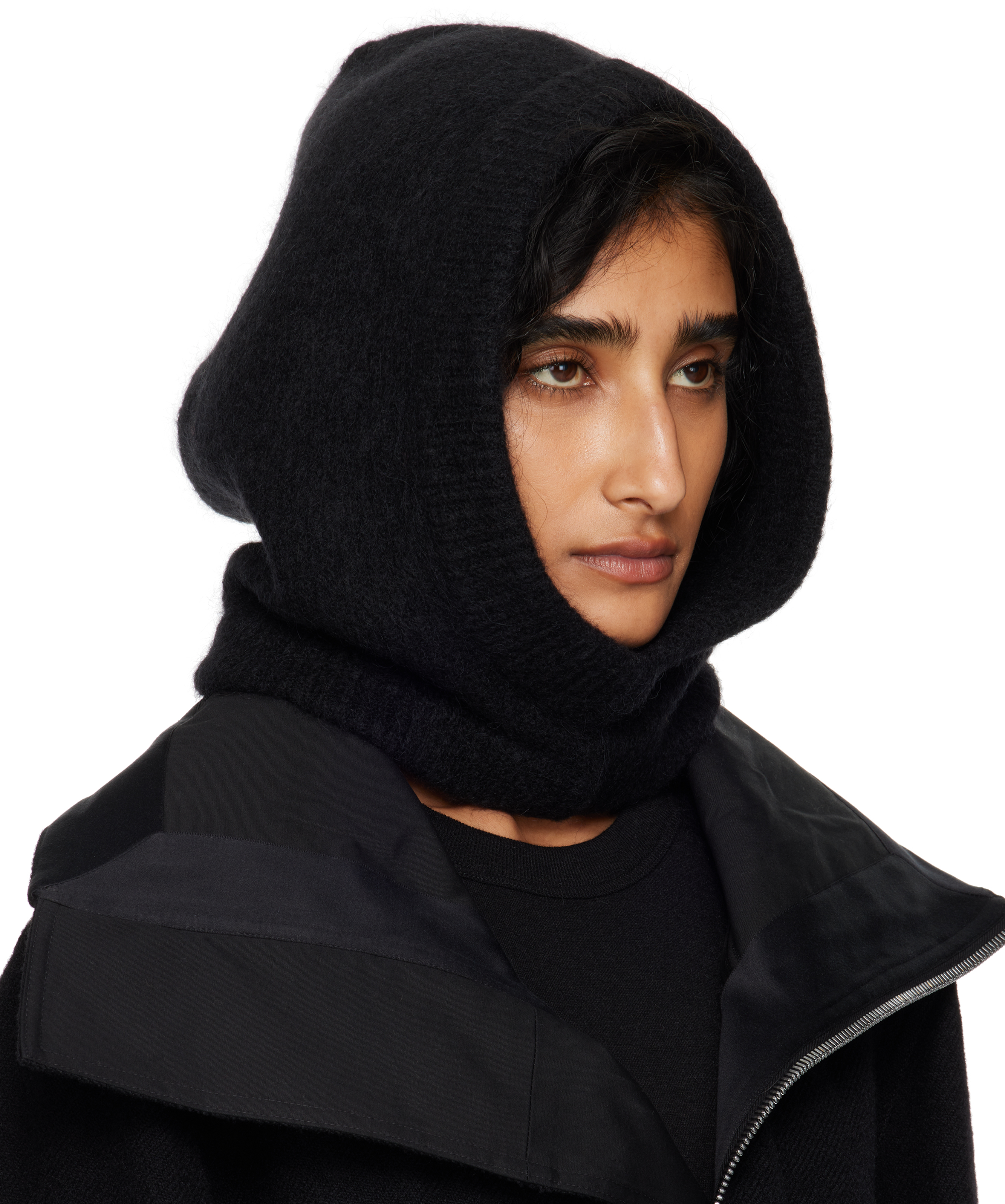 Rick Owens Black Concordians Alpaca Knit Hood In Black
