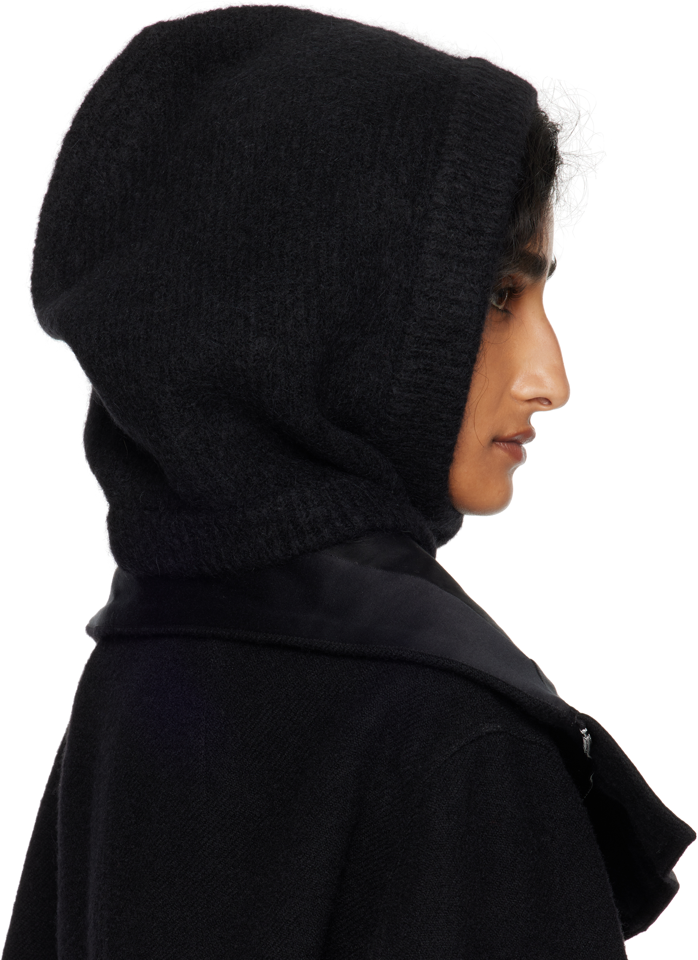 Rick Owens Black Concordians Alpaca Knit Hood In Black