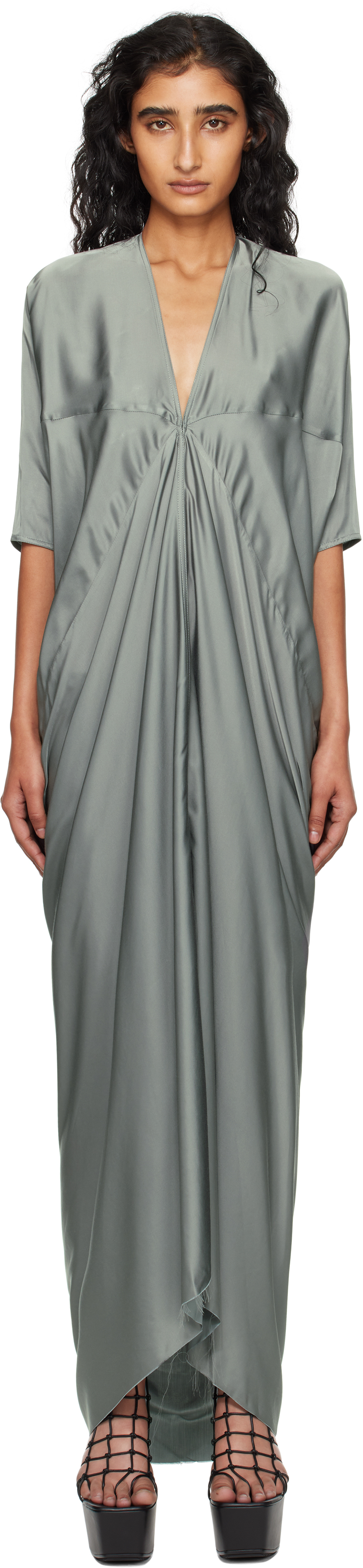 Rick Owens Gray Concordians Kite Maxi Dress In Gray