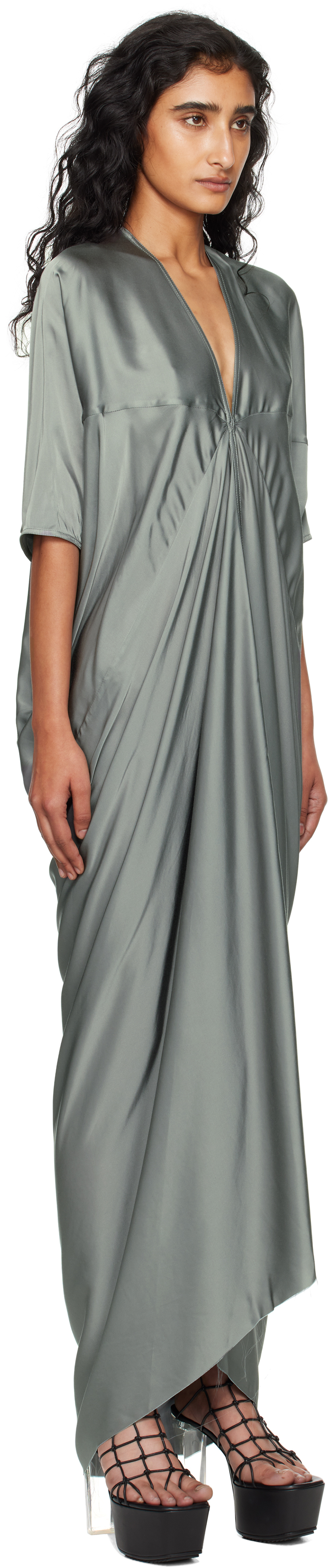 Rick Owens Gray Concordians Kite Maxi Dress In Gray