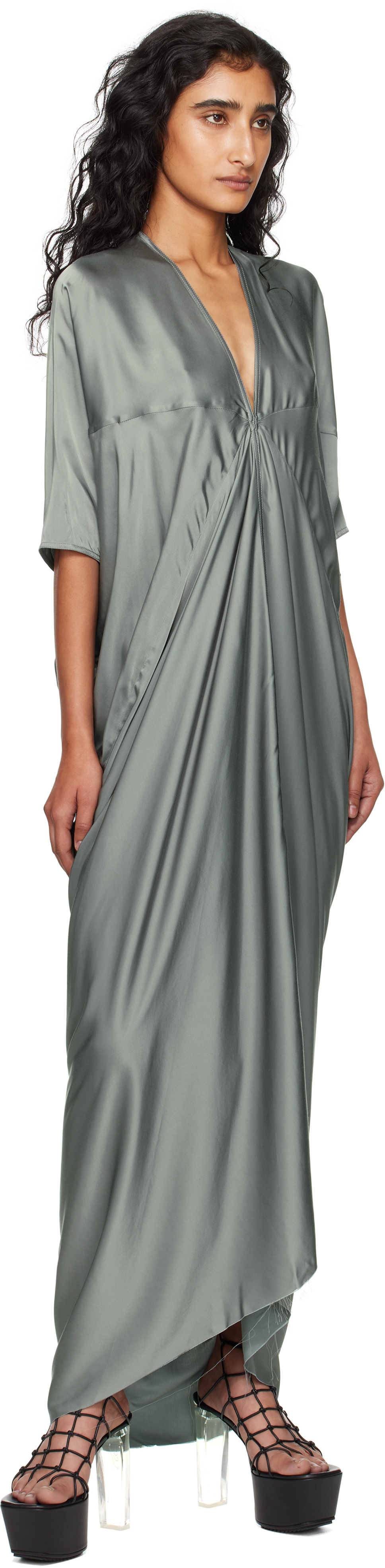 Rick Owens Gray Concordians Kite Maxi Dress In Gray