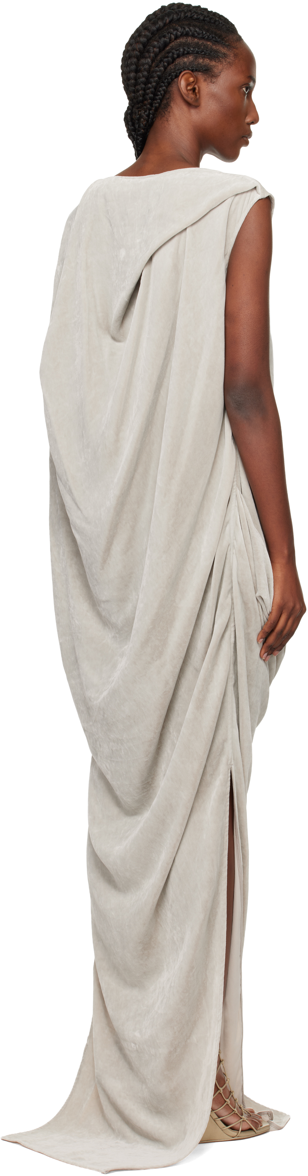 Rick Owens Off-white Concordians Nouveau Maxi Dress In Gray