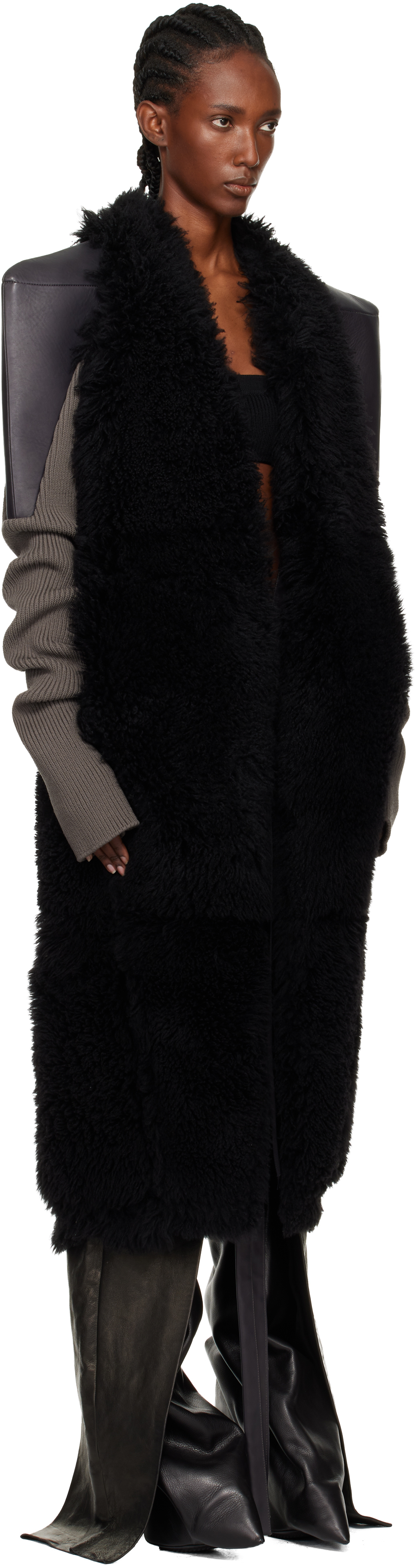 Rick Owens Black Concordians Sl Cyclops Reversible Shearling Coat In Black