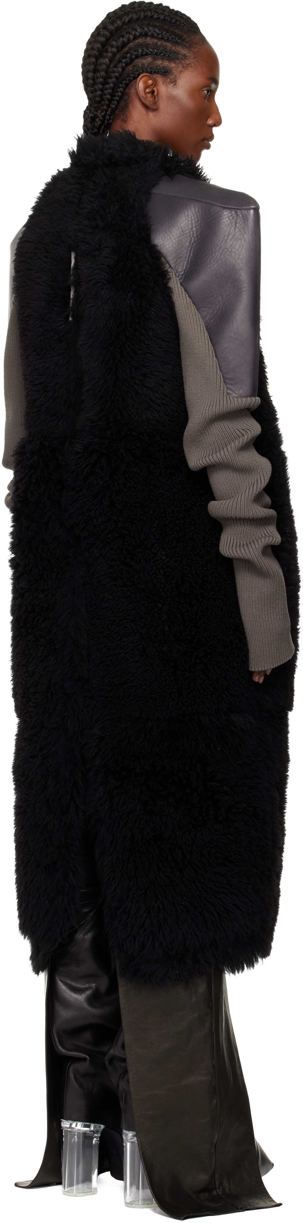 Rick Owens Black Concordians Sl Cyclops Reversible Shearling Coat In Black