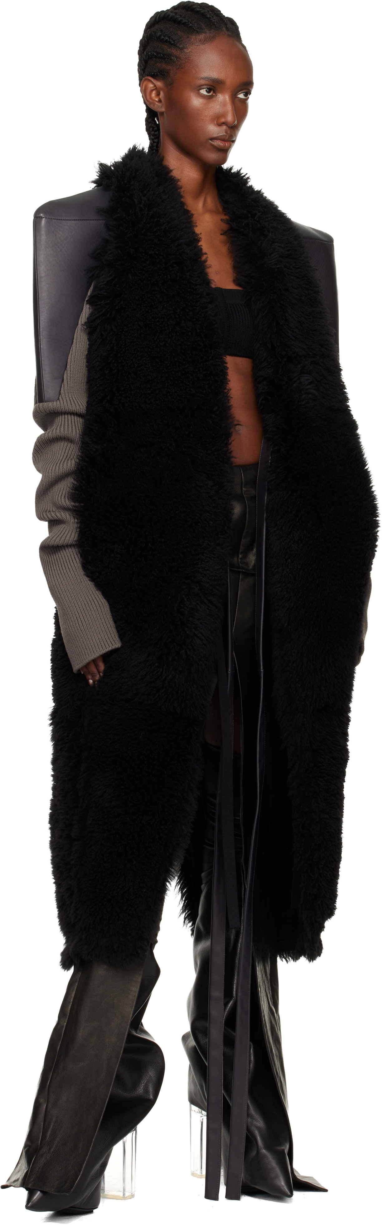Rick Owens Black Concordians Sl Cyclops Reversible Shearling Coat In Black