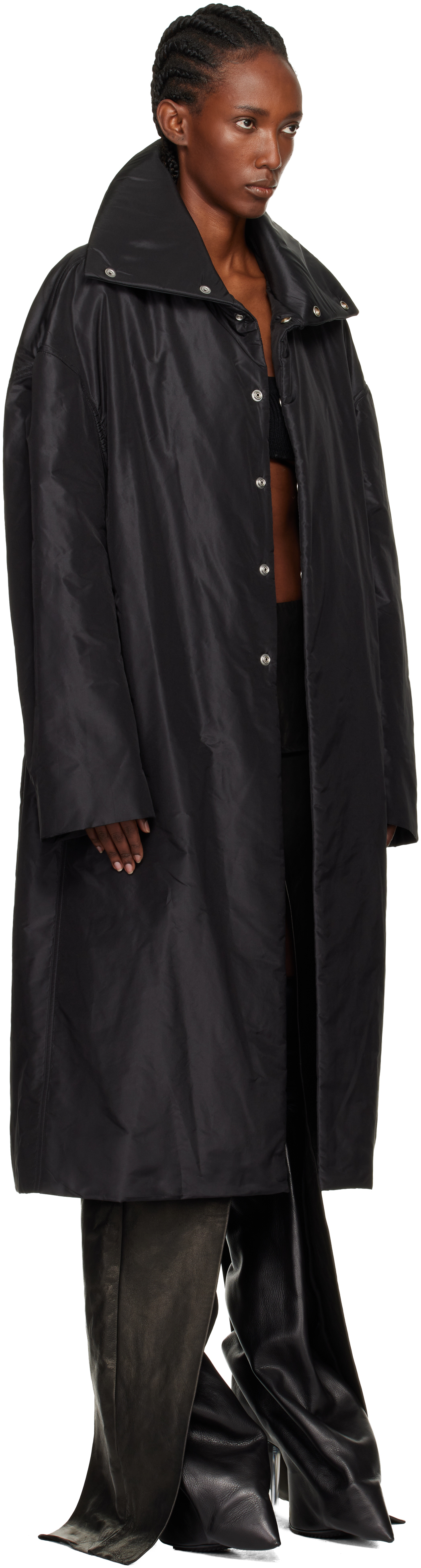 Rick Owens Black Concordians Dracucollar Mac Coat In Black