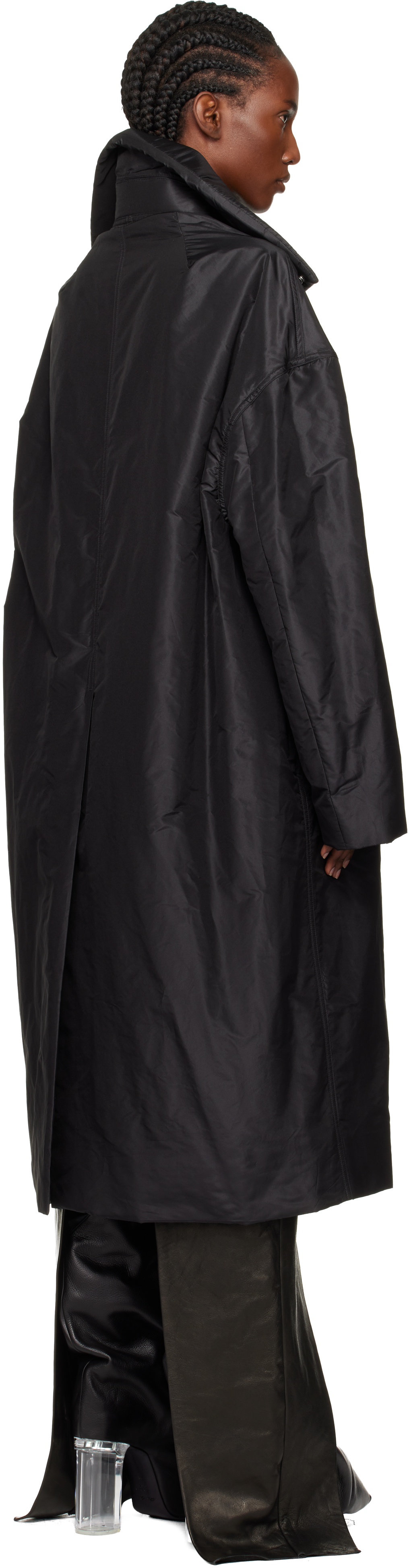Rick Owens Black Concordians Dracucollar Mac Coat In Black