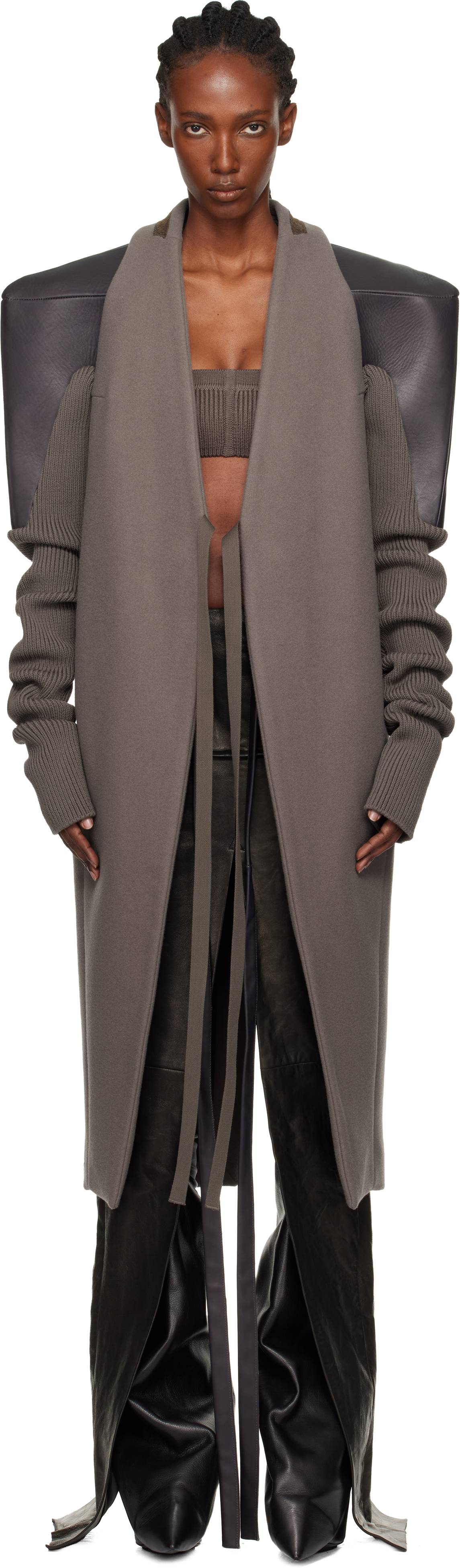 Gray Concordians SL Cyclops Coat by Rick Owens on Sale