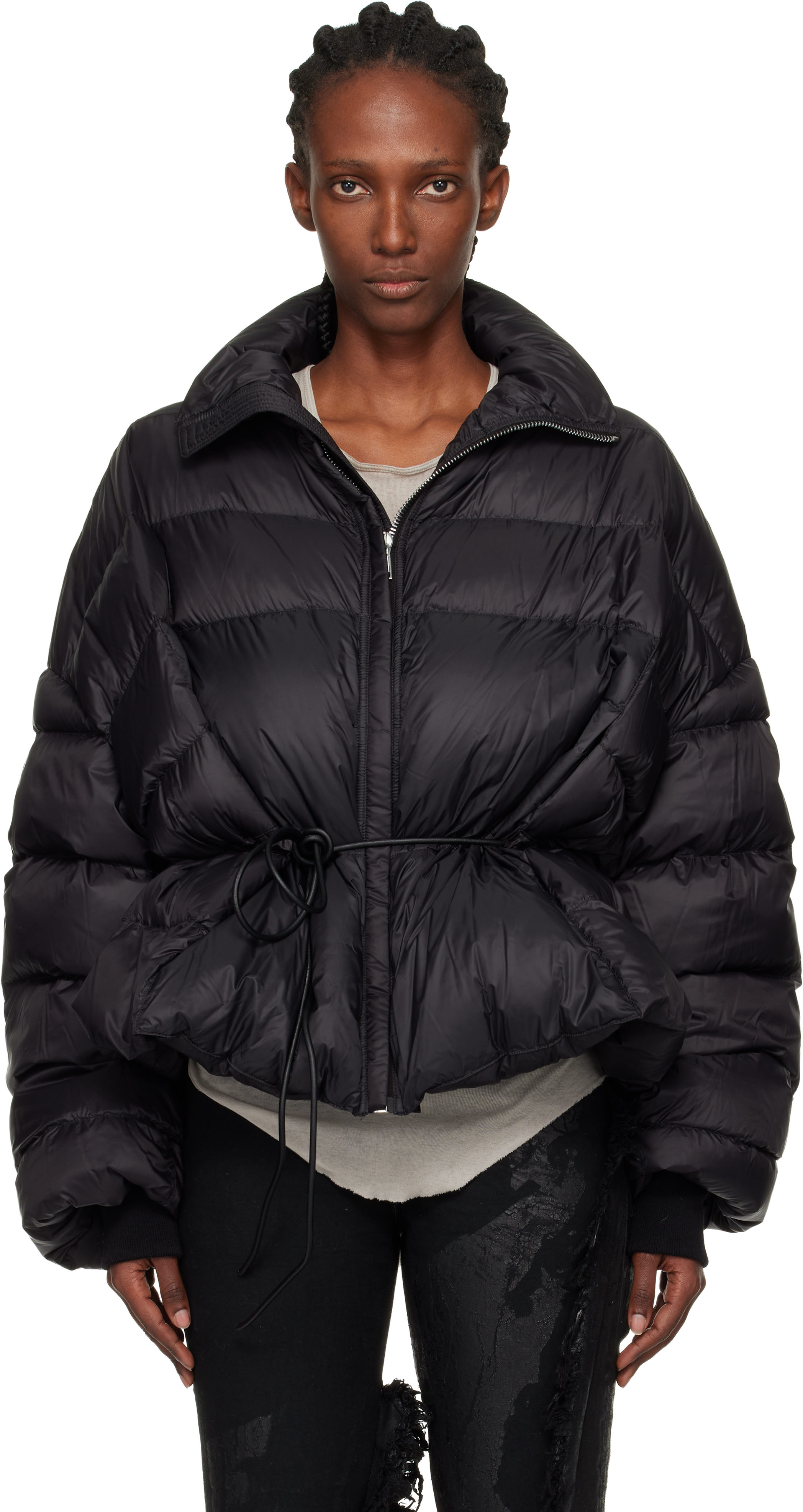 Black Concordians Sail Down Jacket by Rick Owens on Sale