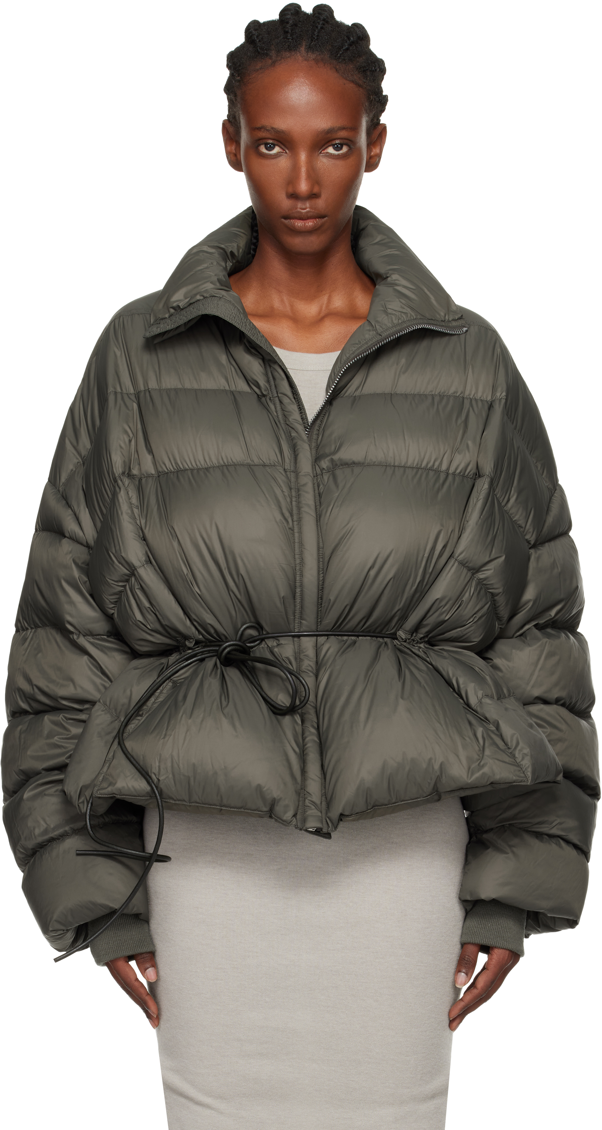 Rick Owens Gray Concordians Sail Down Jacket In Brown