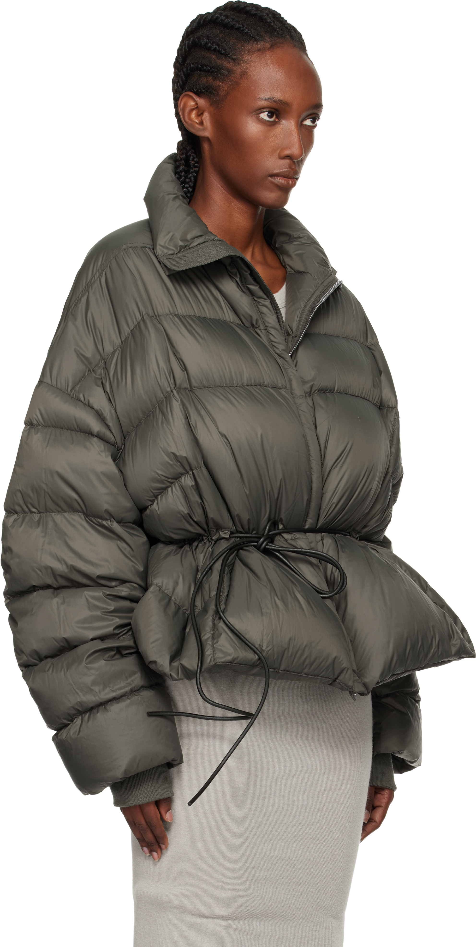 Rick Owens Gray Concordians Sail Down Jacket In Brown