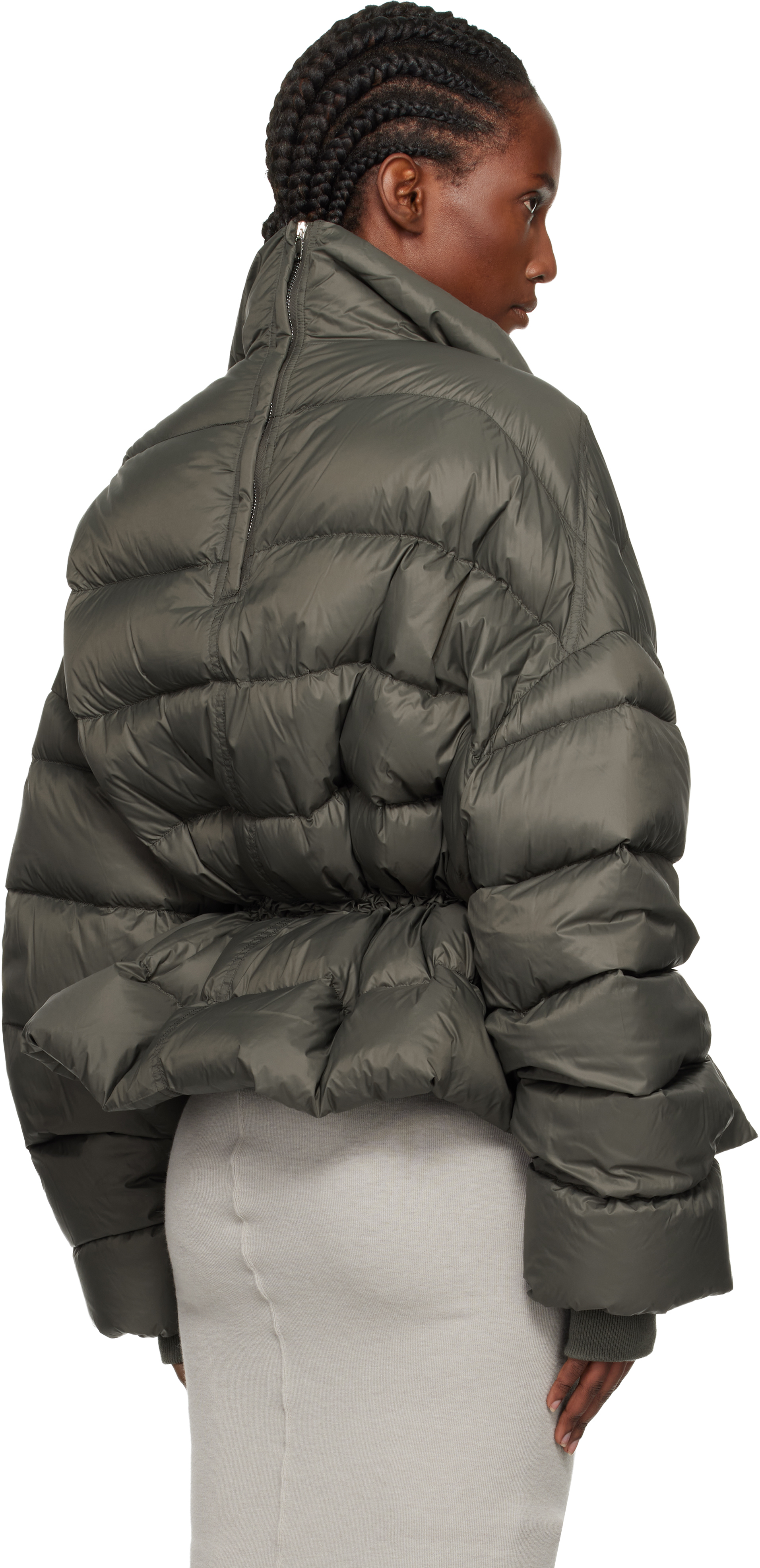 Rick Owens Gray Concordians Sail Down Jacket In Brown