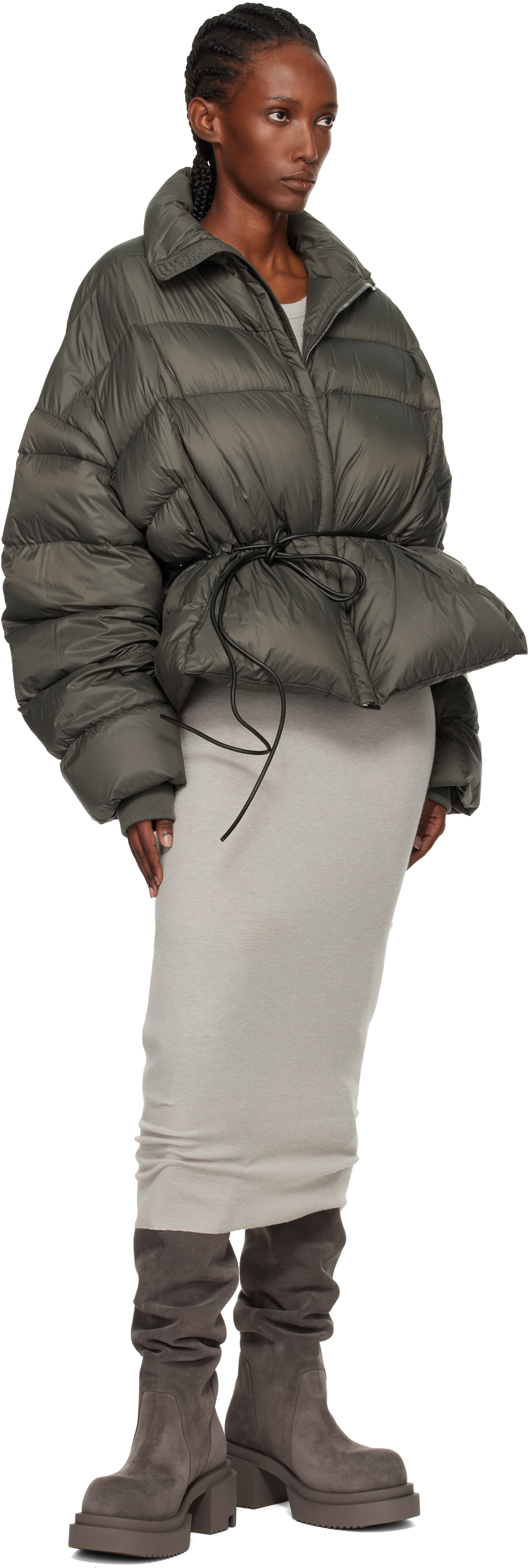 Rick Owens Gray Concordians Sail Down Jacket In Brown