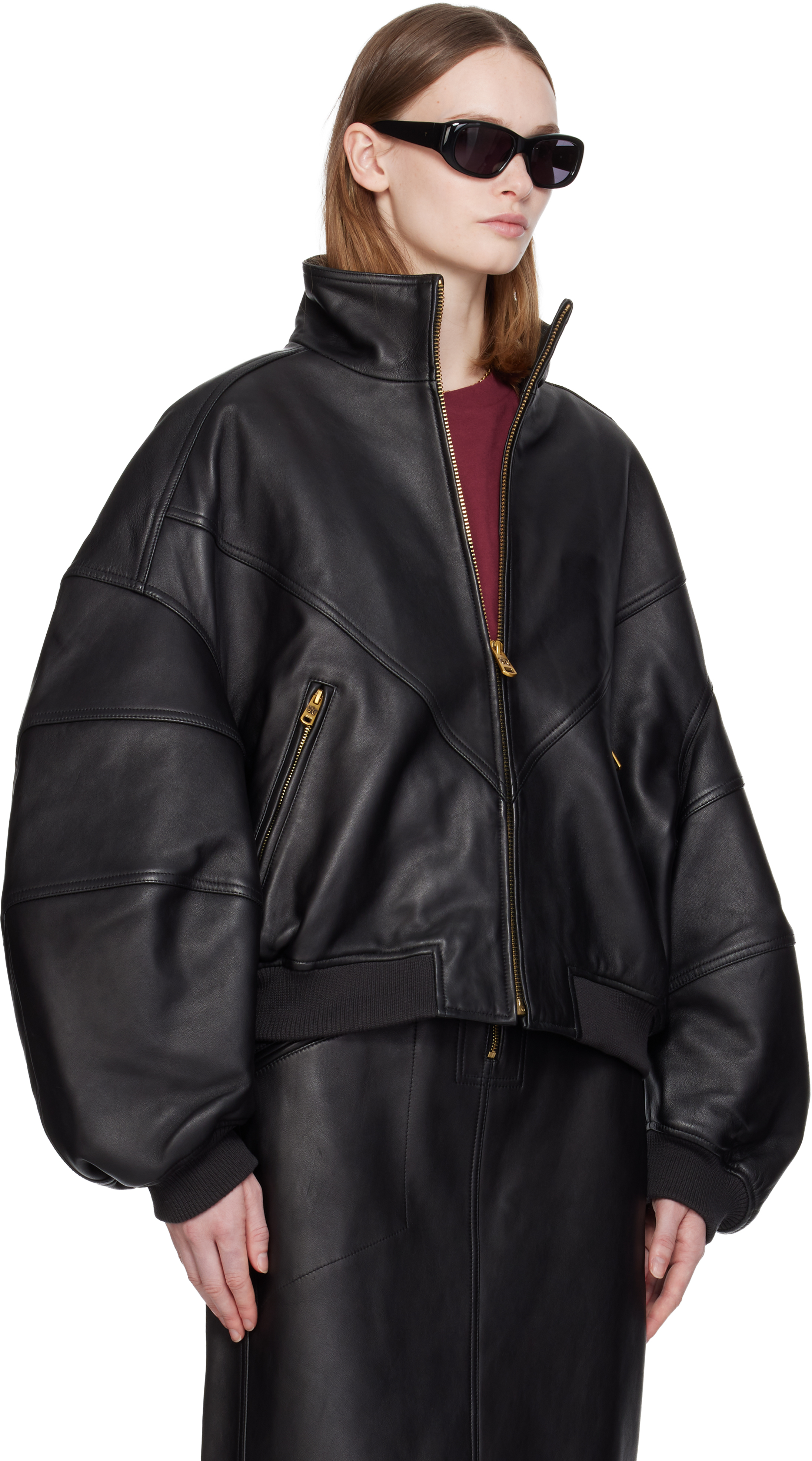 Willy Chavarria Black Ruff Rider Leather Jacket In Black