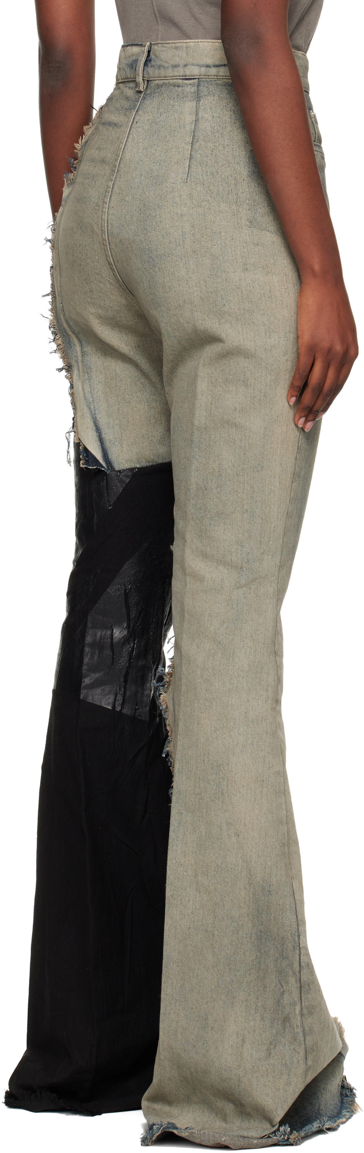 Rick Owens Gray & Black Concordians Bolan Bootcut Jeans In Blue