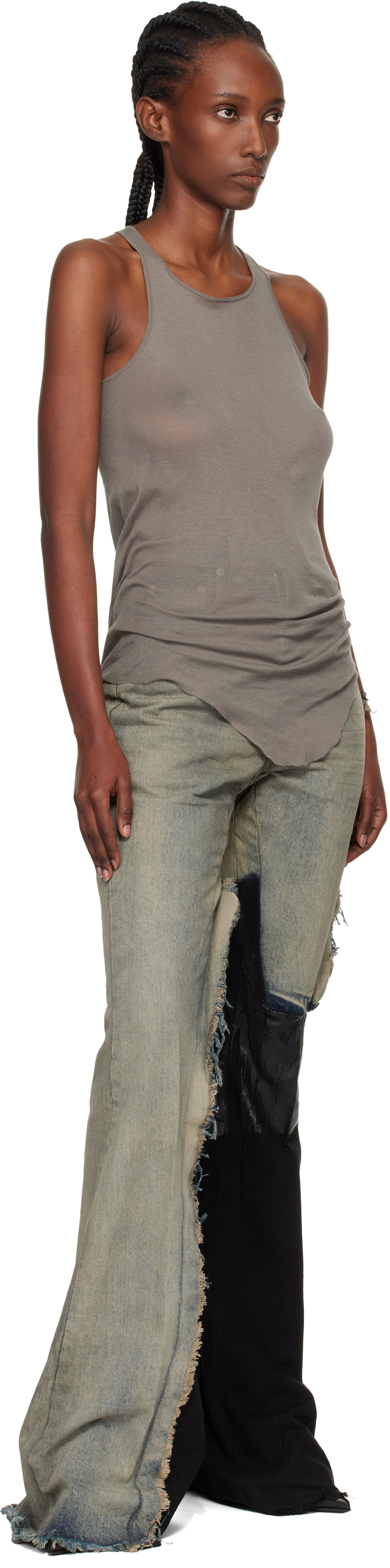 Rick Owens Gray & Black Concordians Bolan Bootcut Jeans In Blue