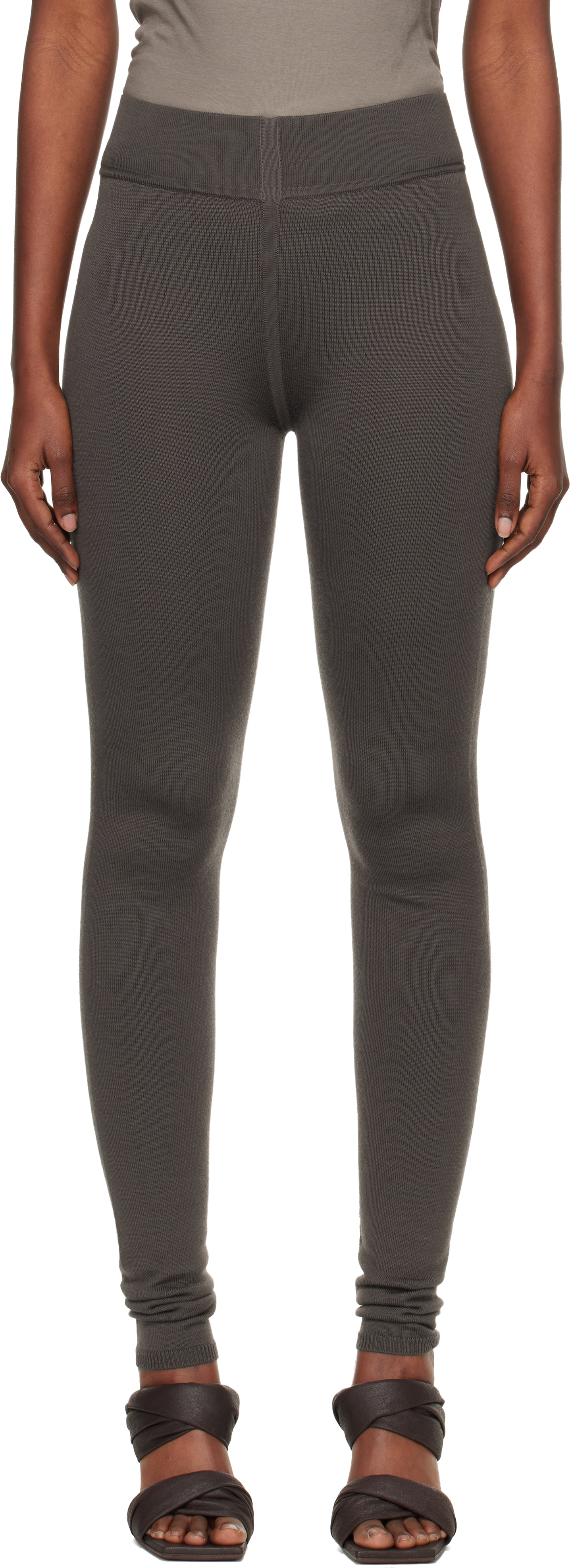 Gray Concordians Runway Leggings by Rick Owens on Sale